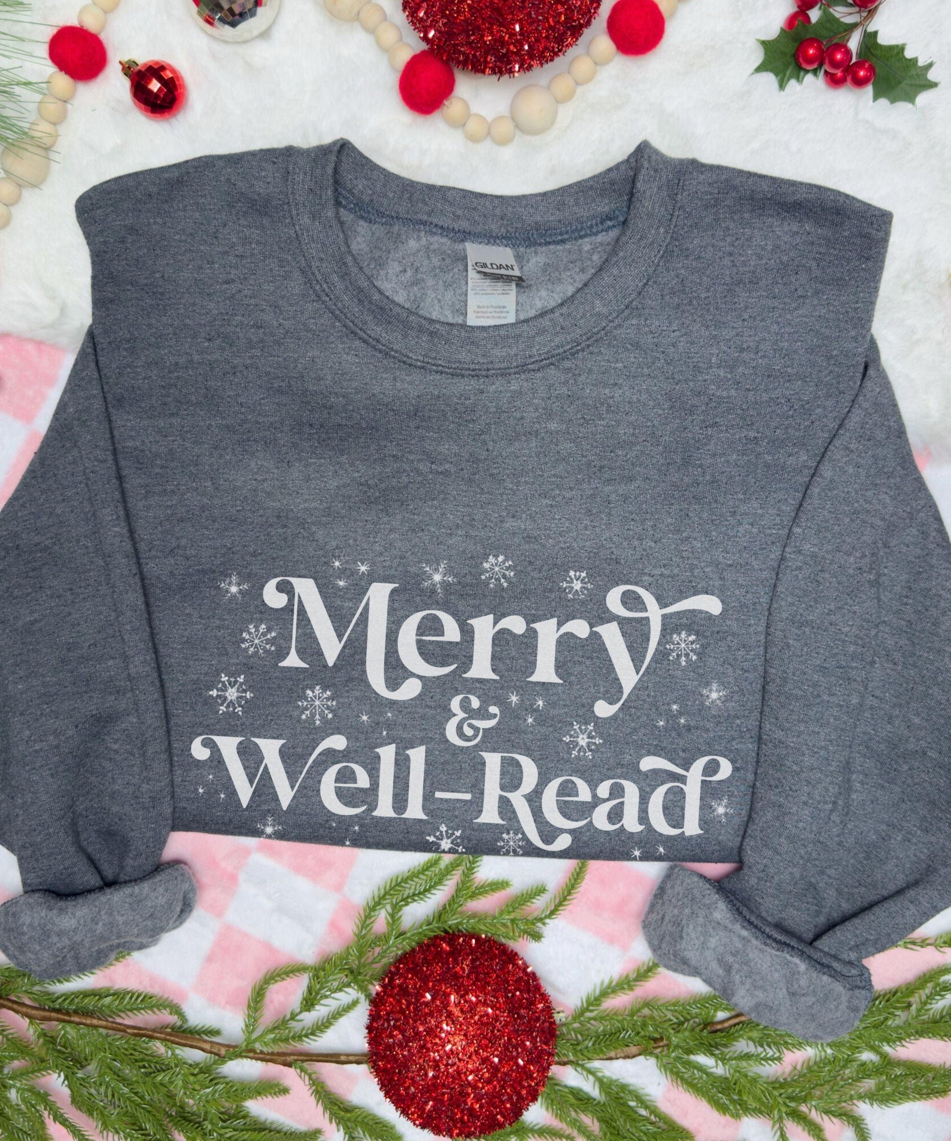 Merry & Well-Read Sweatshirt, Well Read Woman Feminist Sweatshirt For Book Lovers, Christmas Reading Sweatshirt, Christmas Book Merch