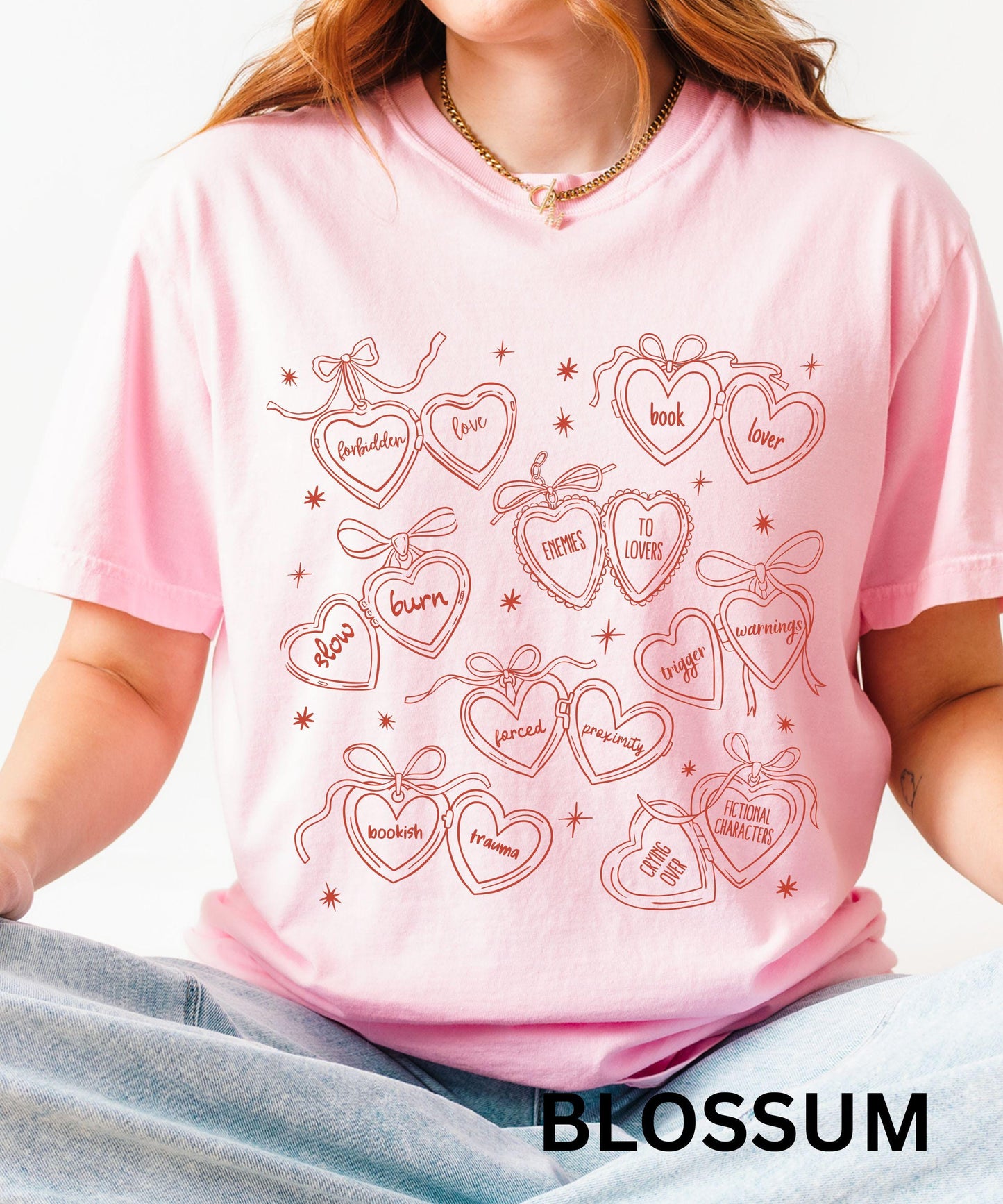 Heart Locket Booklover Shirt, Romance Book Merch, Trigger Warnings Morally Grey Slow Burn Dark Romance, Coquette Locket Book Tropes Shirt