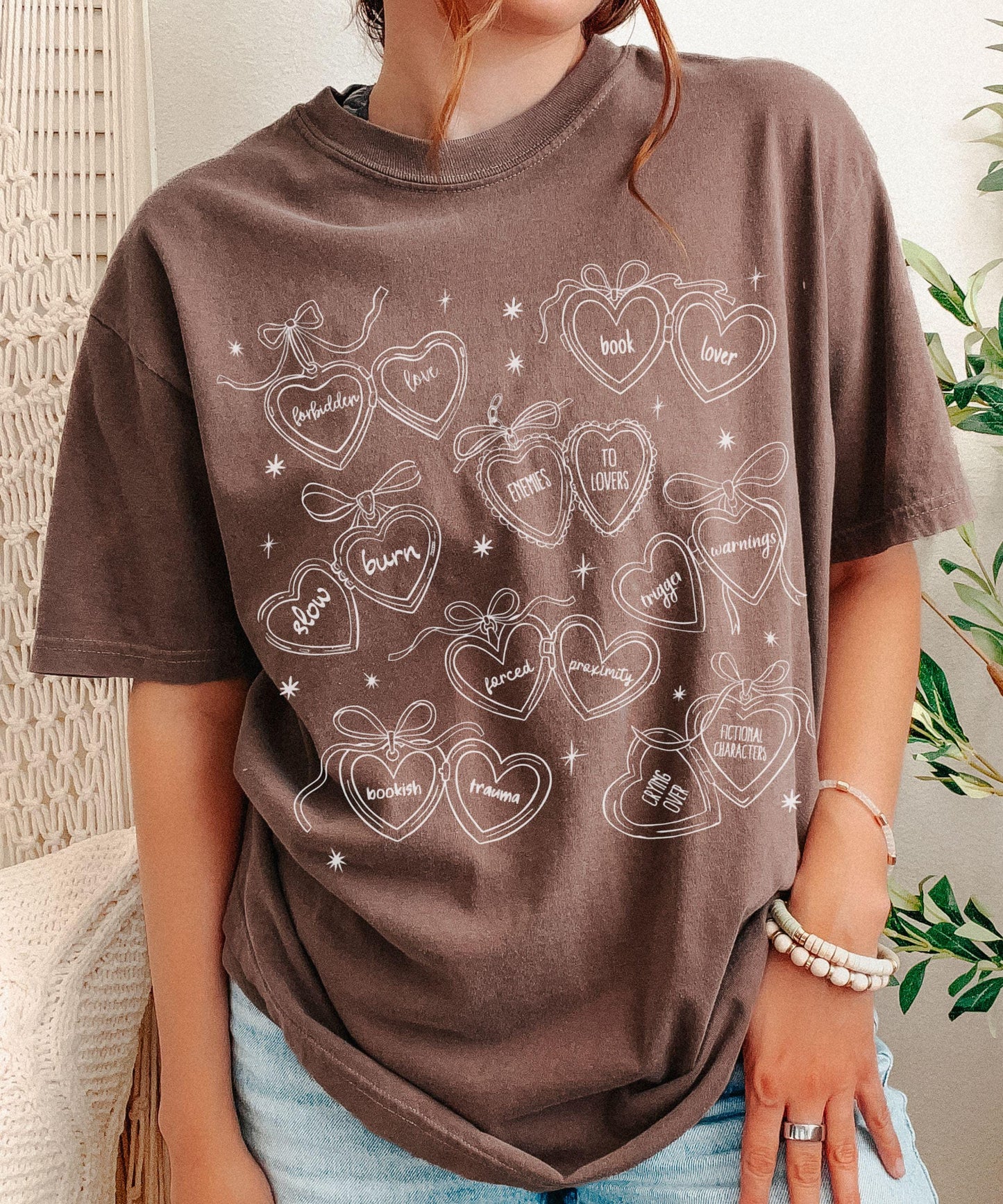 Heart Locket Booklover Shirt, Romance Book Merch, Trigger Warnings Morally Grey Slow Burn Dark Romance, Coquette Locket Book Tropes Shirt