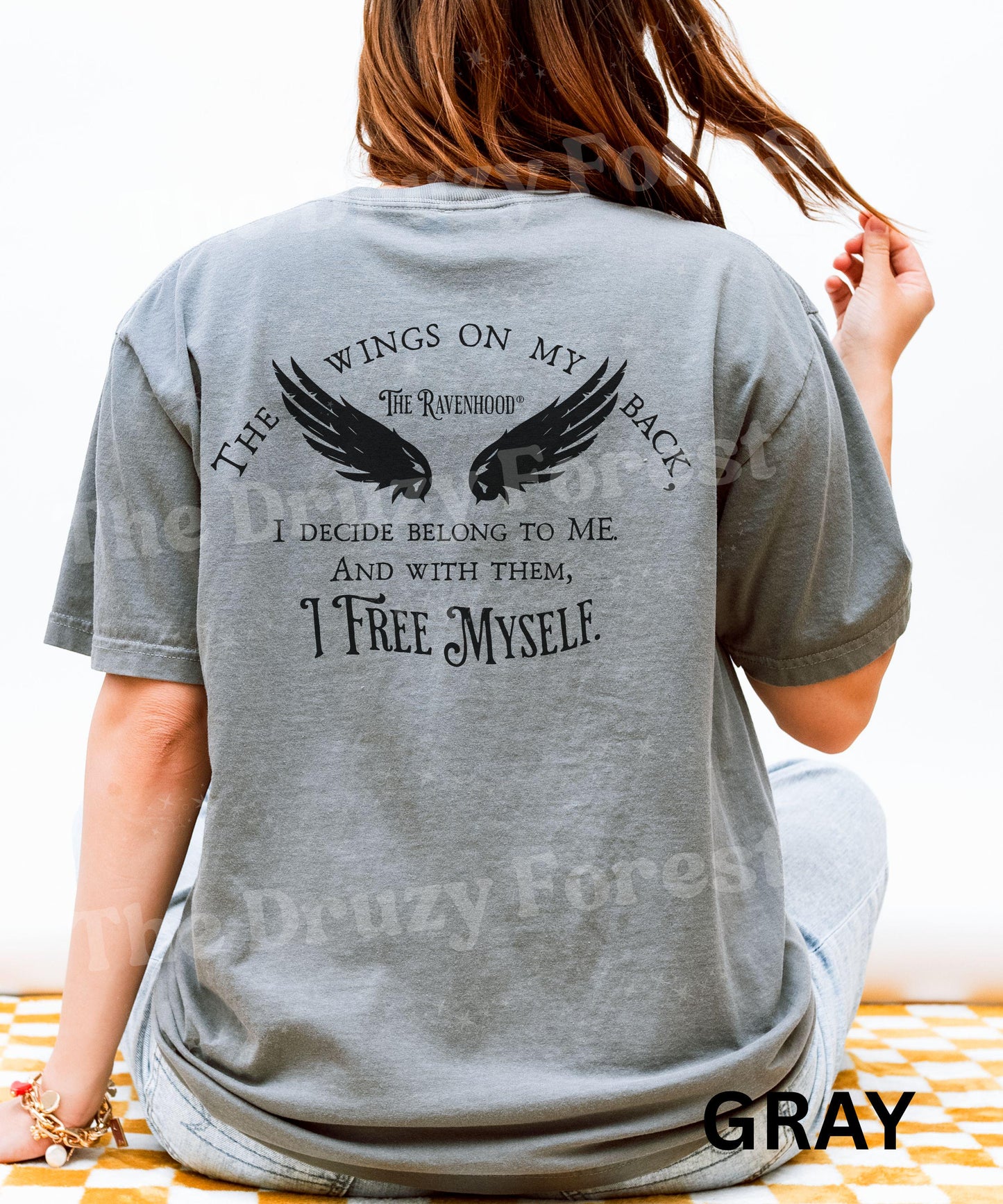 The Ravenhood Licensed Kate Stewart Book Merch, And Then I'm Flying, Cecilia Horner Raven Wings On My Back Quote, Ravenhood Series Shirt