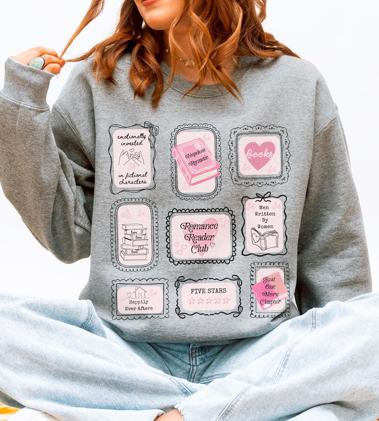 Romance Reader Club Bookish Stamp Sweatshirt, Hopeless Romantic Book Trope Shirt, Spice Reader Book lover Gift, Small Town Romance Crewneck