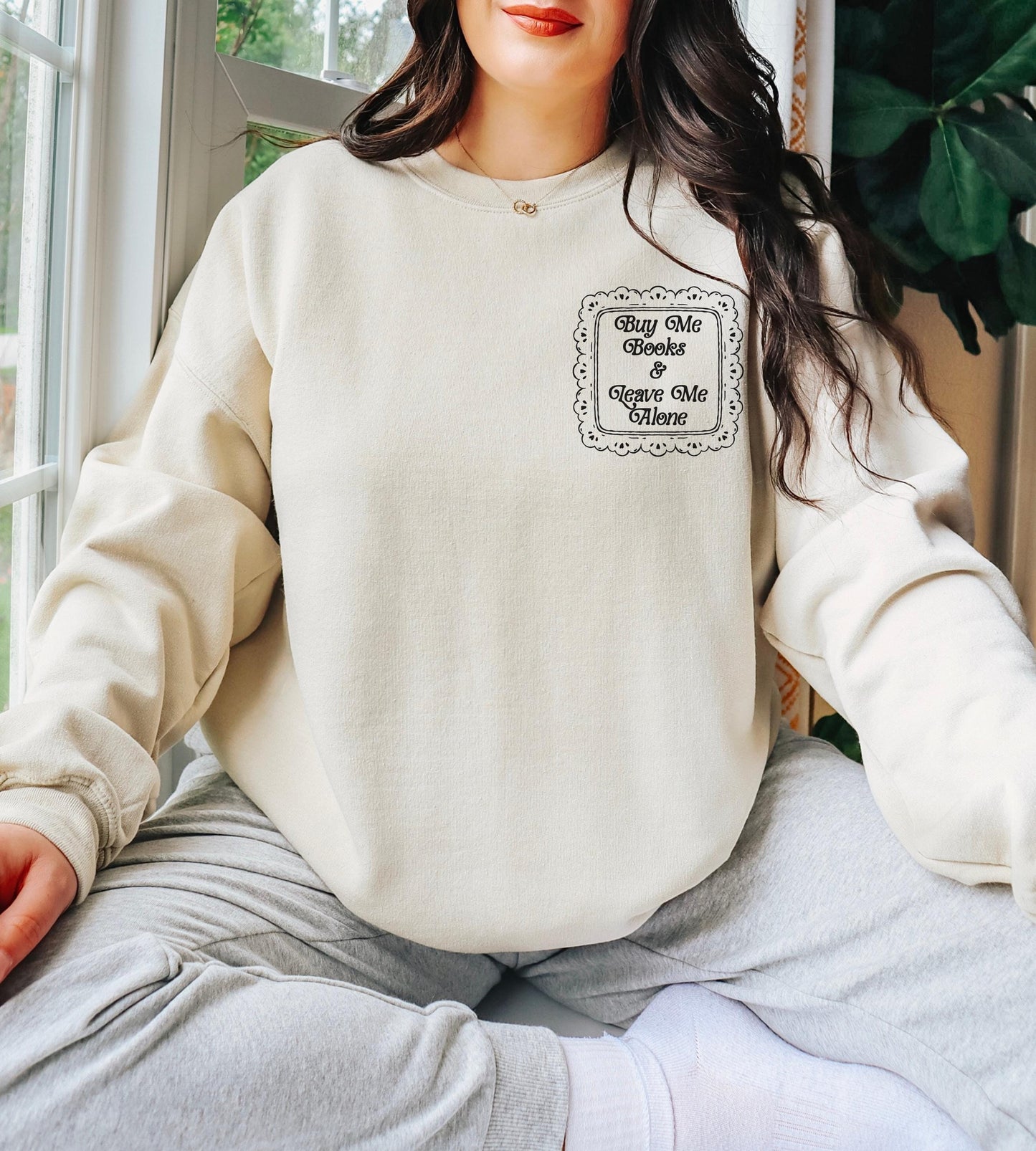 Buy Me Books and Leave Me Alone Sweatshirt, Booktrovert Booklover Gift, Bookish Shirts for Moms, Tired Mom Coquette Reading Sweatshirt