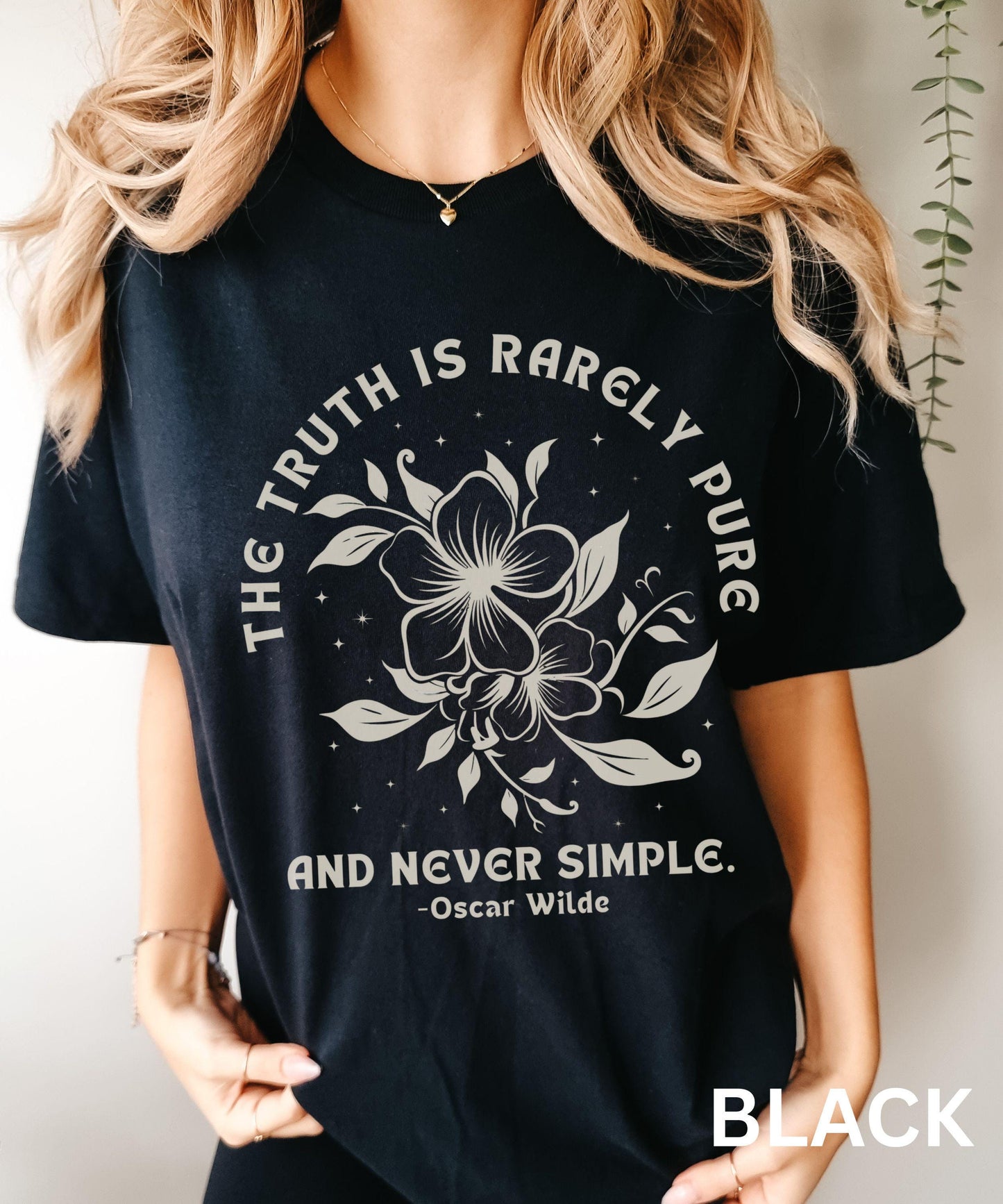 Oscar Wilde Literary Quote Shirt: The Truth Is Rarely Pure And Never Simple, Poetcore T-Shirt Classic Literature Book Lover Tee