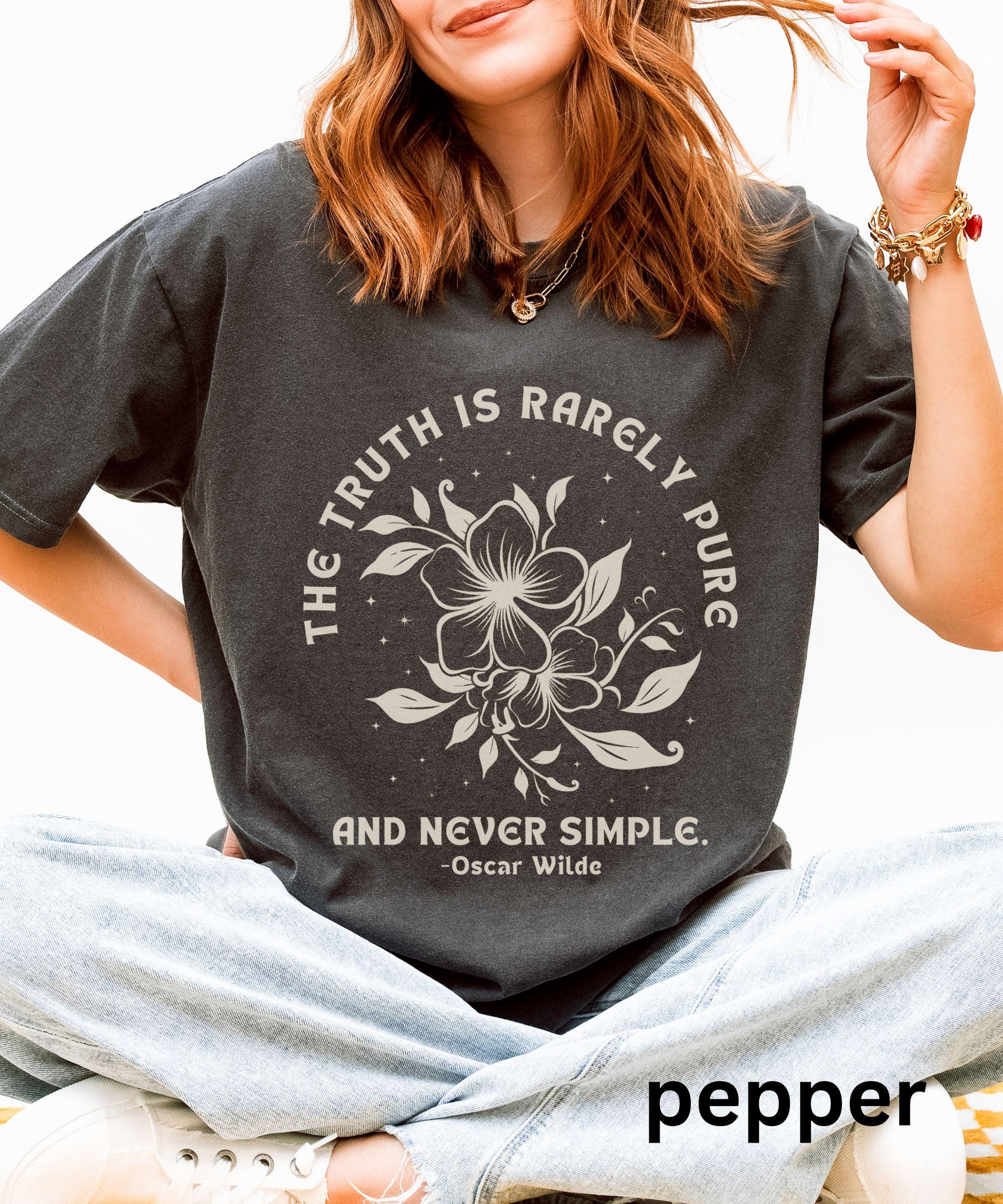 Oscar Wilde Literary Quote Shirt: The Truth Is Rarely Pure And Never Simple, Poetcore T-Shirt Classic Literature Book Lover Tee