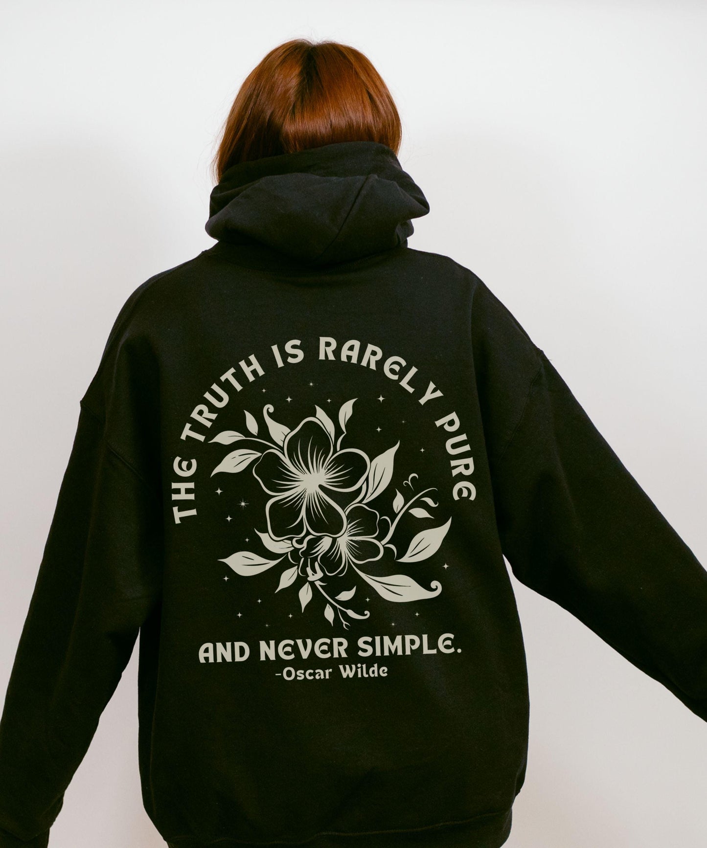 Oscar Wilde Literary Quote Hoodie: The Truth Is Rarely Pure And Never Simple, Poetcore Sweatshirt, Classic Literature Book Lover Sweatshirt