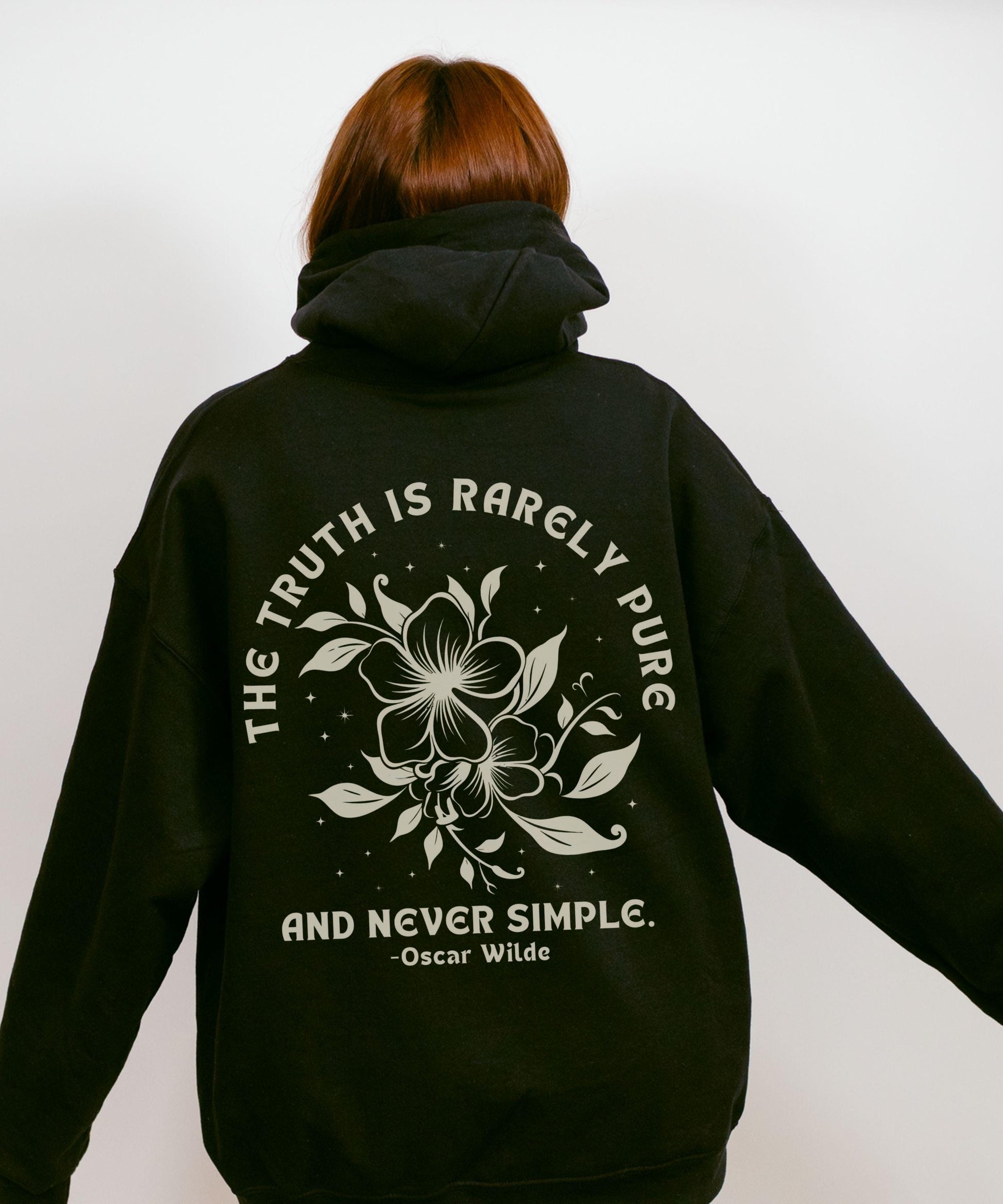 Oscar Wilde Literary Quote Hoodie: The Truth Is Rarely Pure And Never Simple, Poetcore Sweatshirt, Classic Literature Book Lover Sweatshirt
