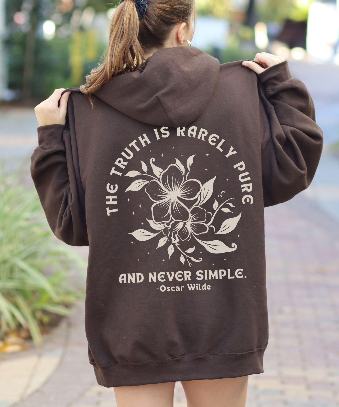 Oscar Wilde Literary Quote Hoodie: The Truth Is Rarely Pure And Never Simple, Poetcore Sweatshirt, Classic Literature Book Lover Sweatshirt