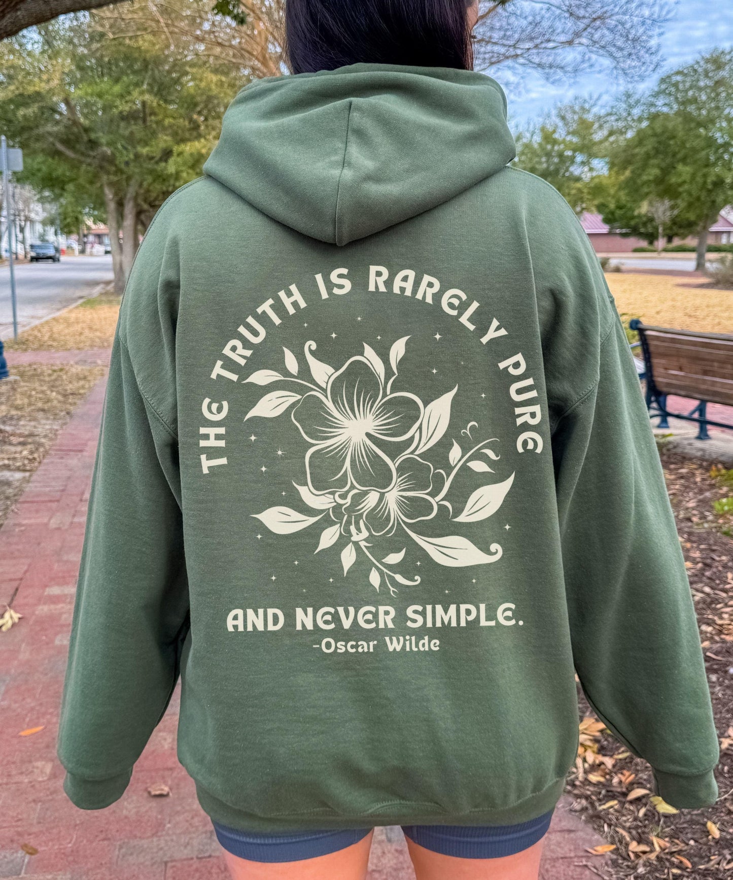 Oscar Wilde Literary Quote Hoodie: The Truth Is Rarely Pure And Never Simple, Poetcore Sweatshirt, Classic Literature Book Lover Sweatshirt