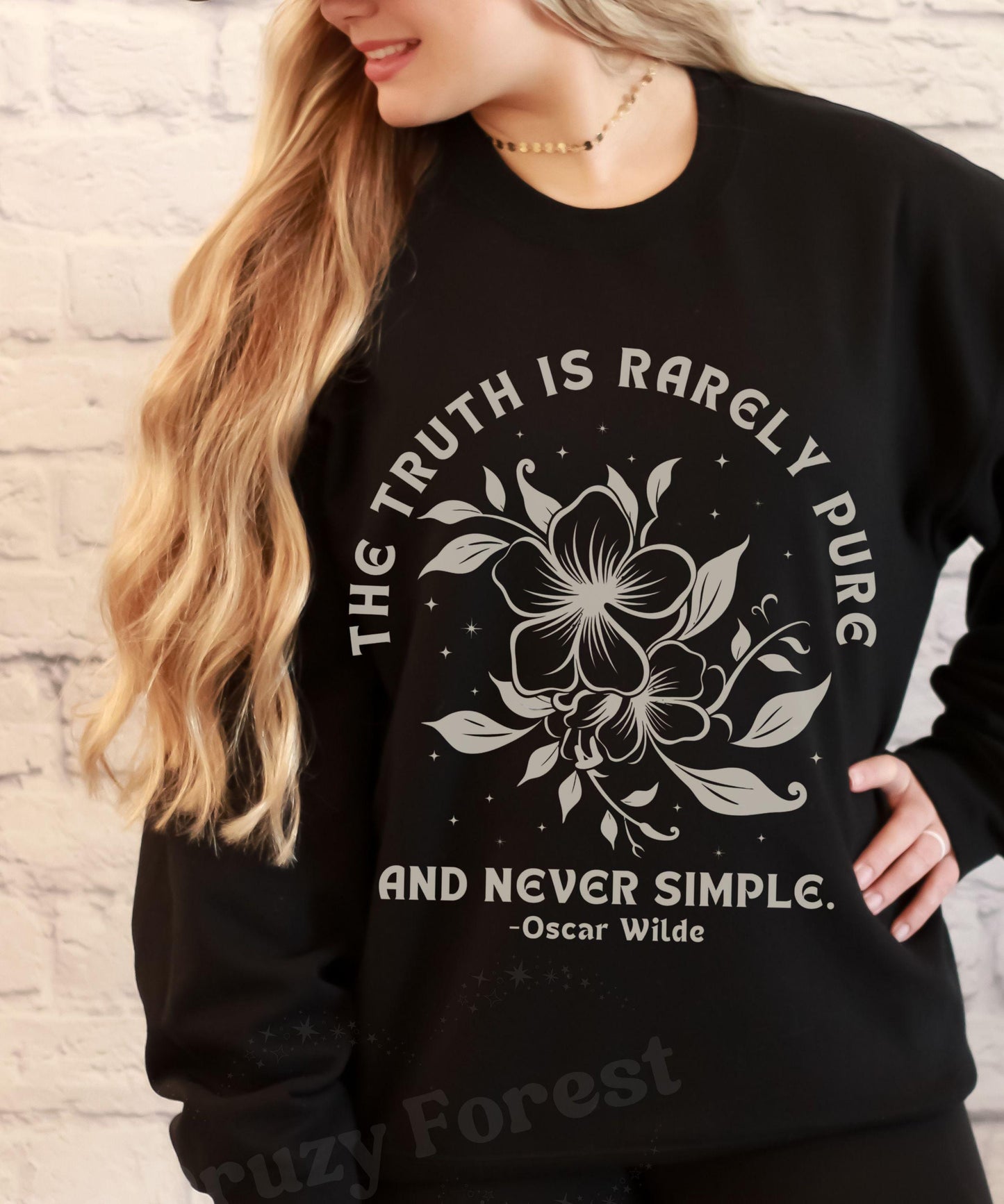 Oscar Wilde Literary Quote Sweatshirt: The Truth Is Rarely Pure And Never Simple, Poetcore Shirt, Classic Literature Book Lover Crewneck