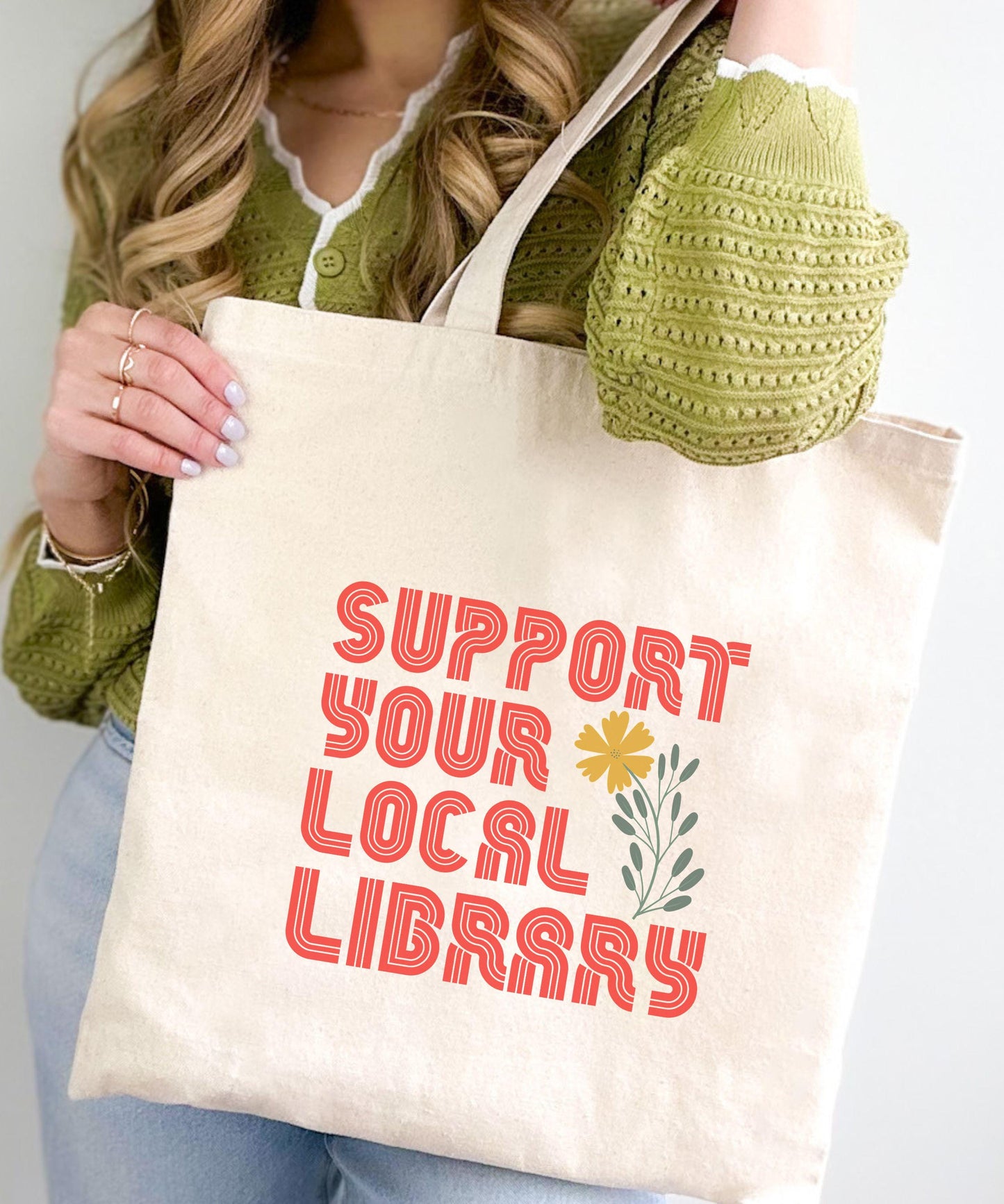 Support Your Local Library Tote Bag, Booklover Gifts Banned Books, Bookish Tote Bag, Protect Libraries, Floral Library Bag