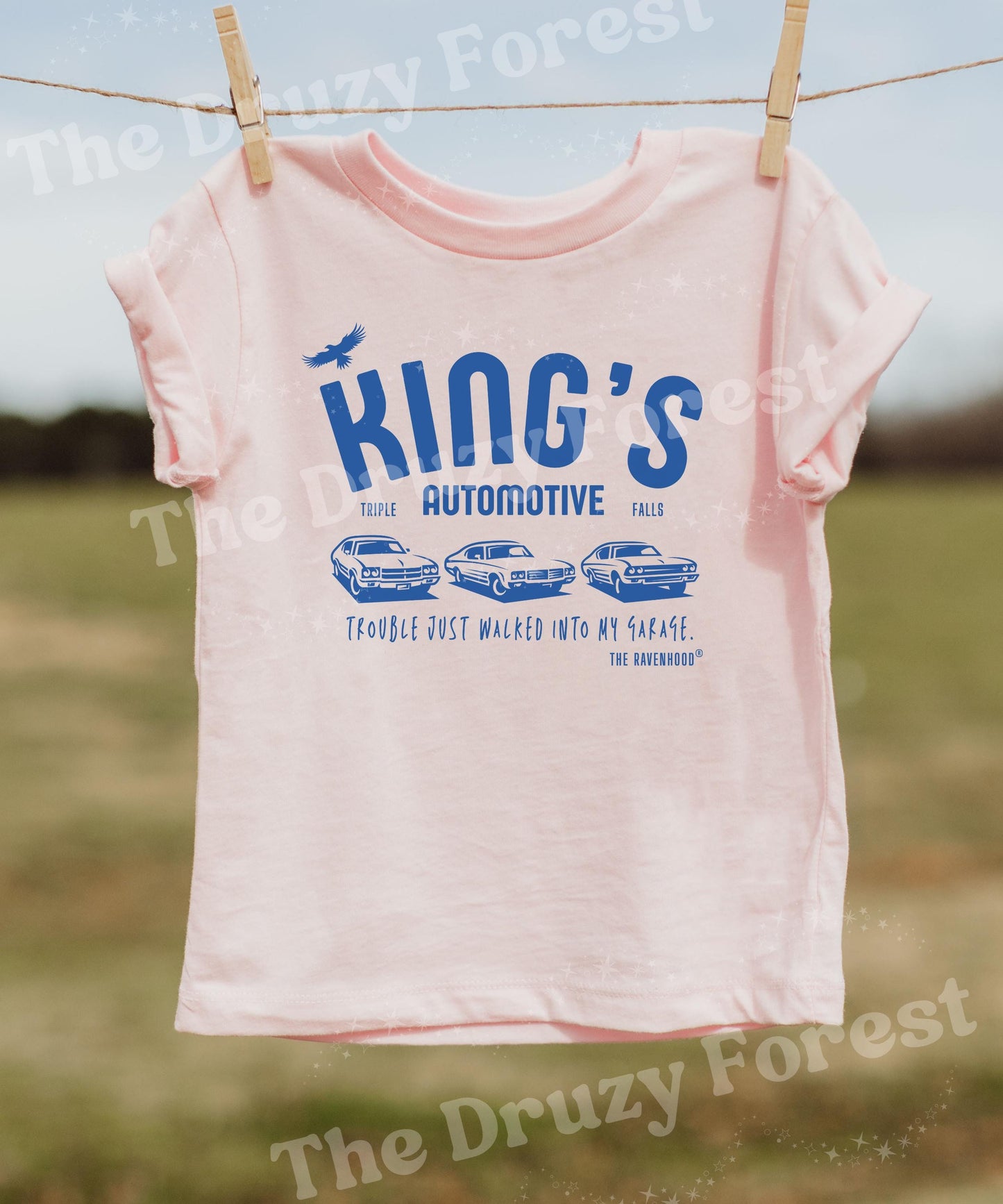 King's Automotive Toddler and Youth Shirt, The Ravenhood Book Series Licensed Kate Stewart Book Merch, Triple Falls Shirt Kids, Exodus Book