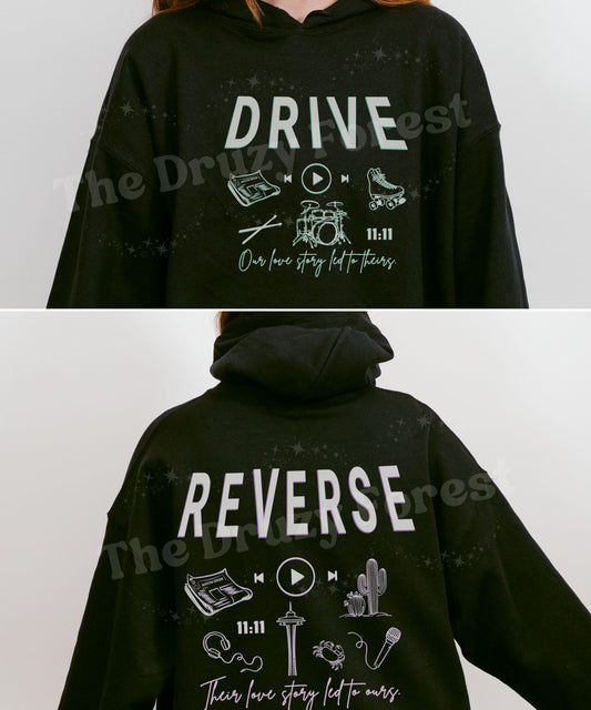 Drive and Reverse Hoodie, Licensed Kate Stewart Book Series Merch, The Bittersweet Symphony Duet Easton, Reid Crowne Nate Butler Sweatshirt