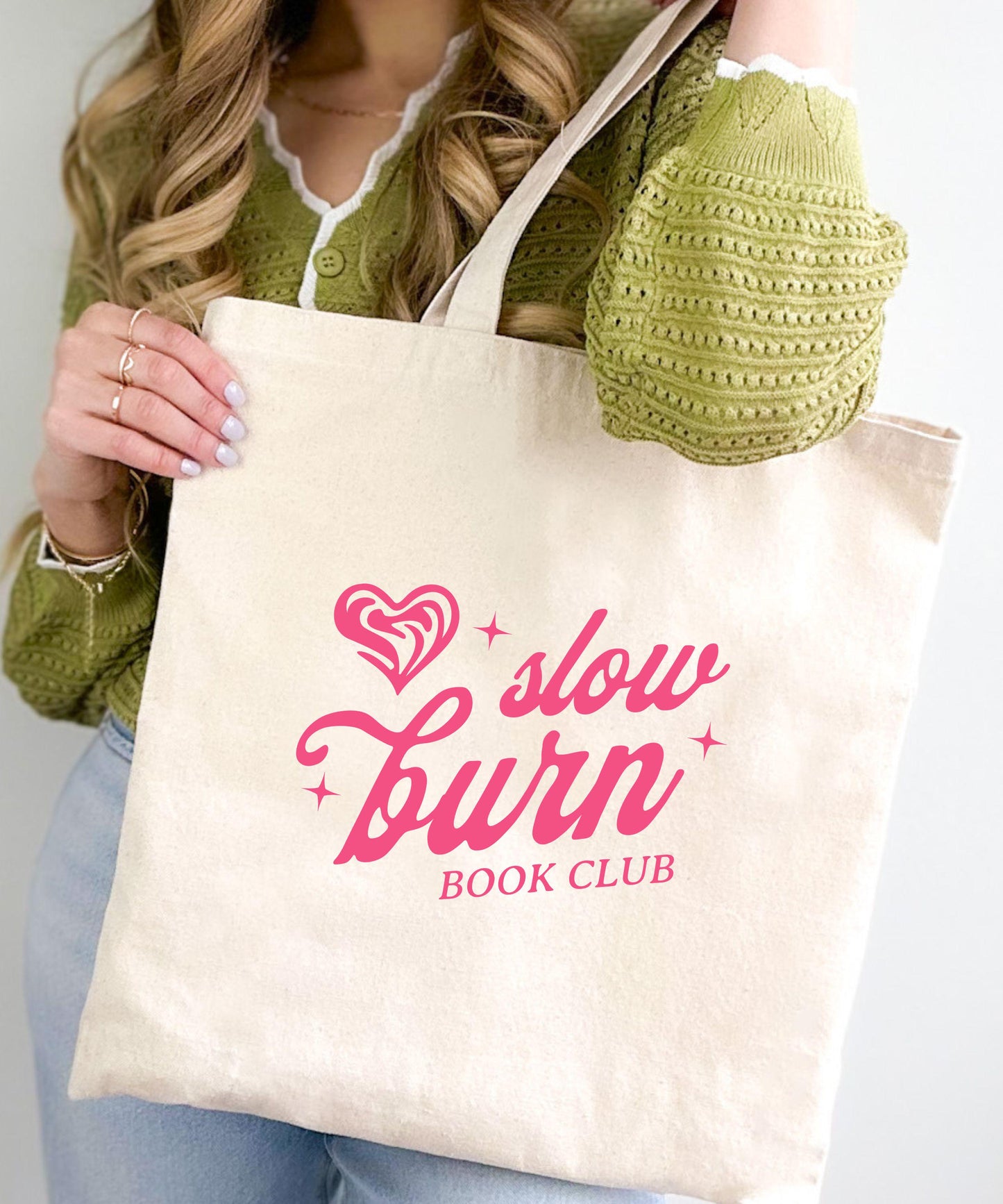Slow Burn Book Club Tote Bag, Gifts for Romance Readers, Booklover Gift, Book Trope Tote Bag, Enemies to Lovers Tote Bag, Romance Book Merch