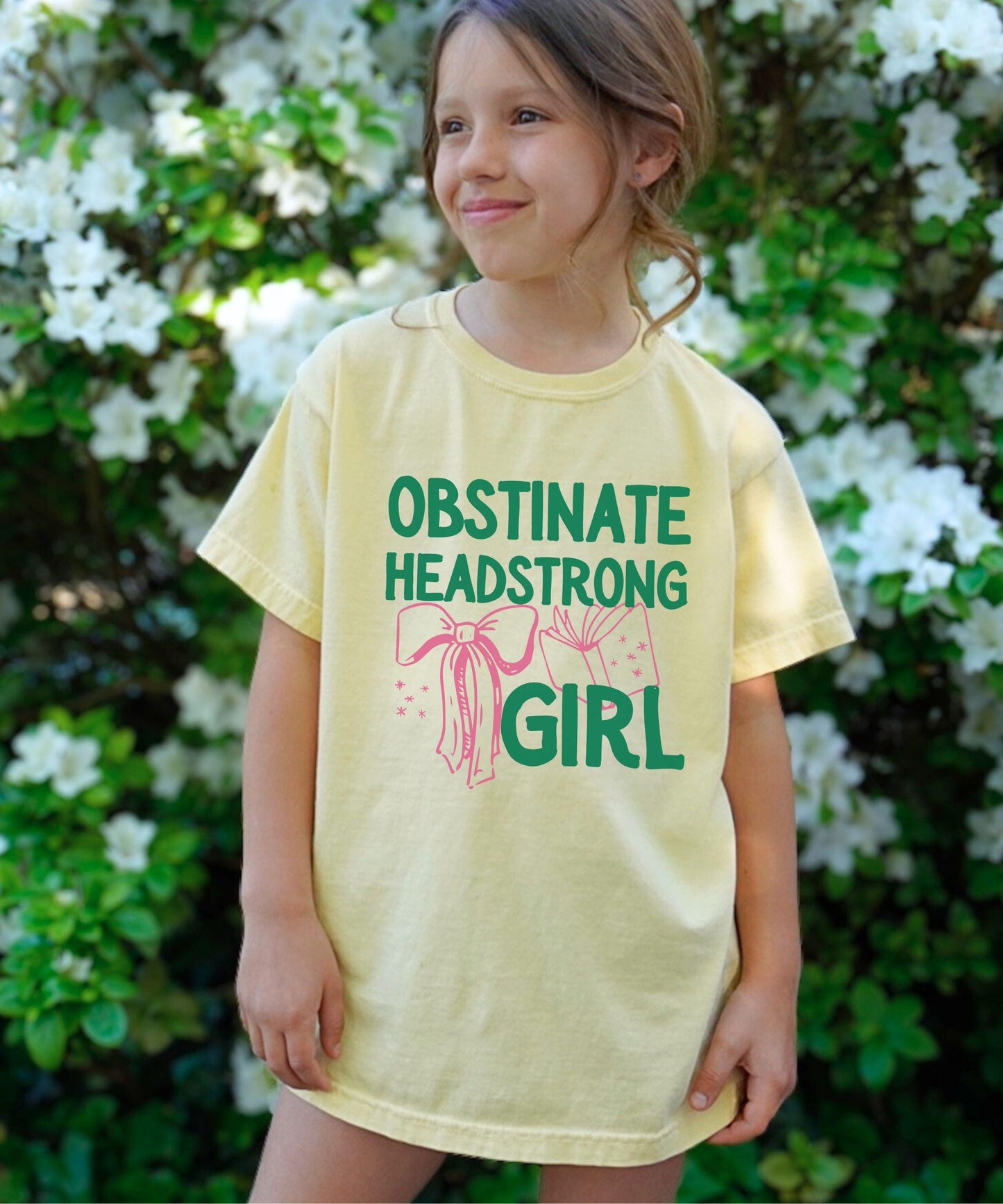 Obstinate Headstrong Girl youth Comfort Colors Shirt, Pride and Prejudice Jane Austen Kids Tee, Feminist Girls Shirts, Book Lover Gift Child