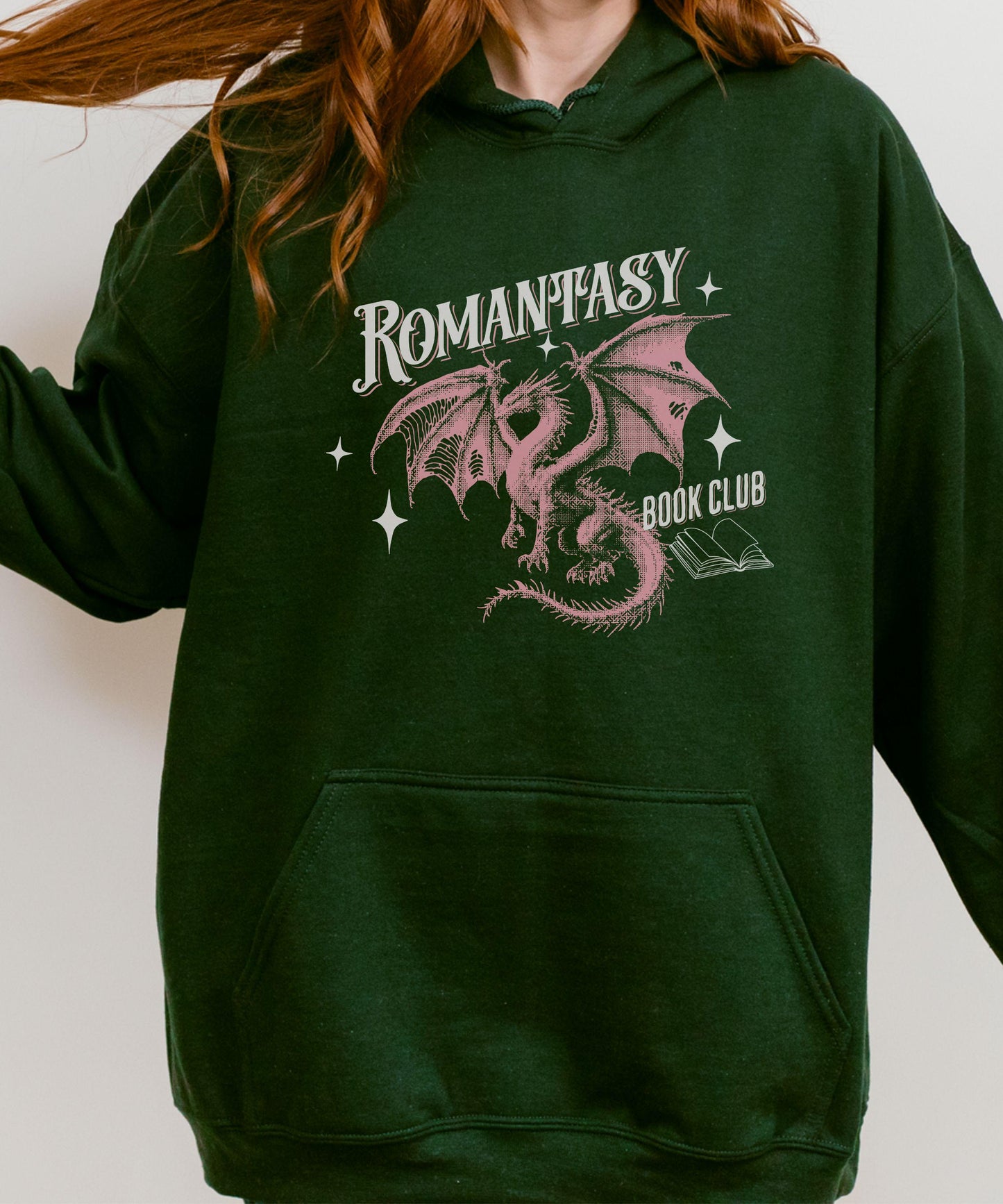 Romantasy Book Club Dragon Hoodie, Dragon Gifts for Book Lovers Fantasy Romance Book Merch Book Dragon Hoodie Dark Romance Reader Sweatshirt