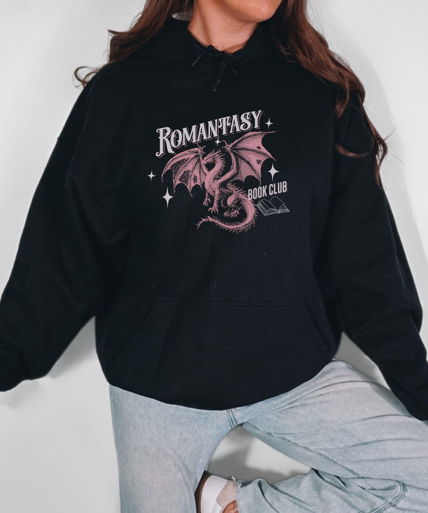 Romantasy Book Club Dragon Hoodie, Dragon Gifts for Book Lovers Fantasy Romance Book Merch Book Dragon Hoodie Dark Romance Reader Sweatshirt