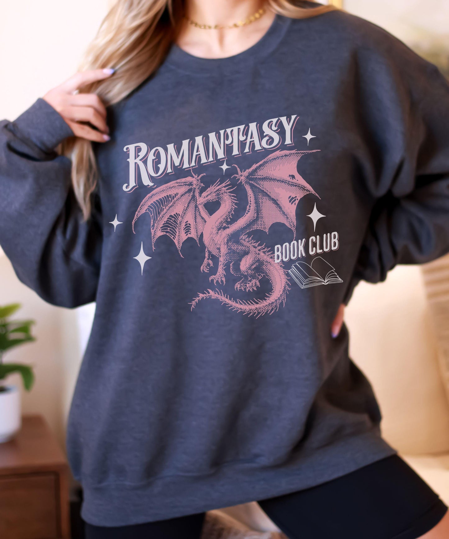 Romantasy Book Club Sweatshirt, Dragon Sweatshirt, Fantasy Romance Reader Sweatshirt, Dragon Gifts for Book Lovers, Book Dragon Crewneck