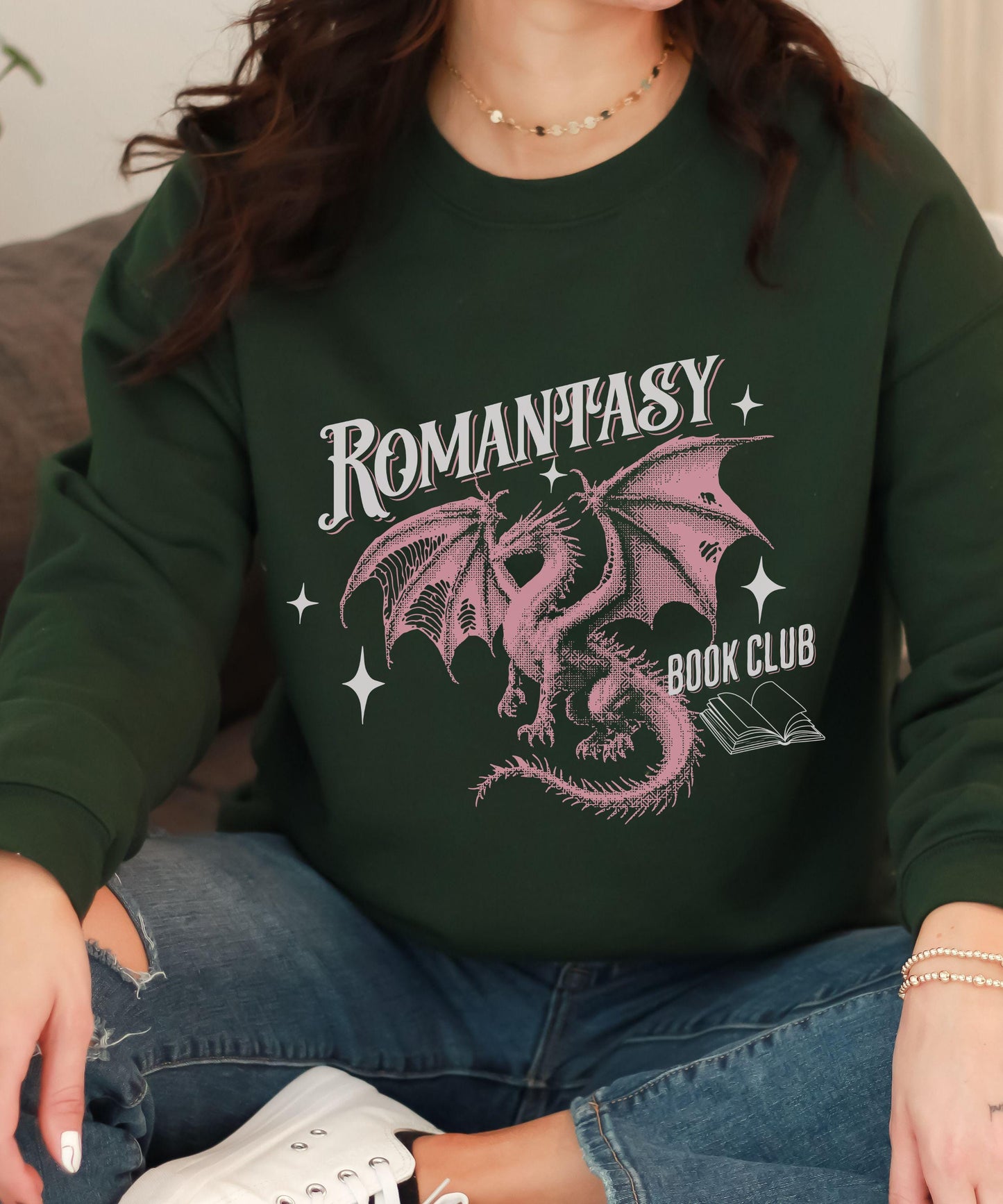 Romantasy Book Club Sweatshirt, Dragon Sweatshirt, Fantasy Romance Reader Sweatshirt, Dragon Gifts for Book Lovers, Book Dragon Crewneck