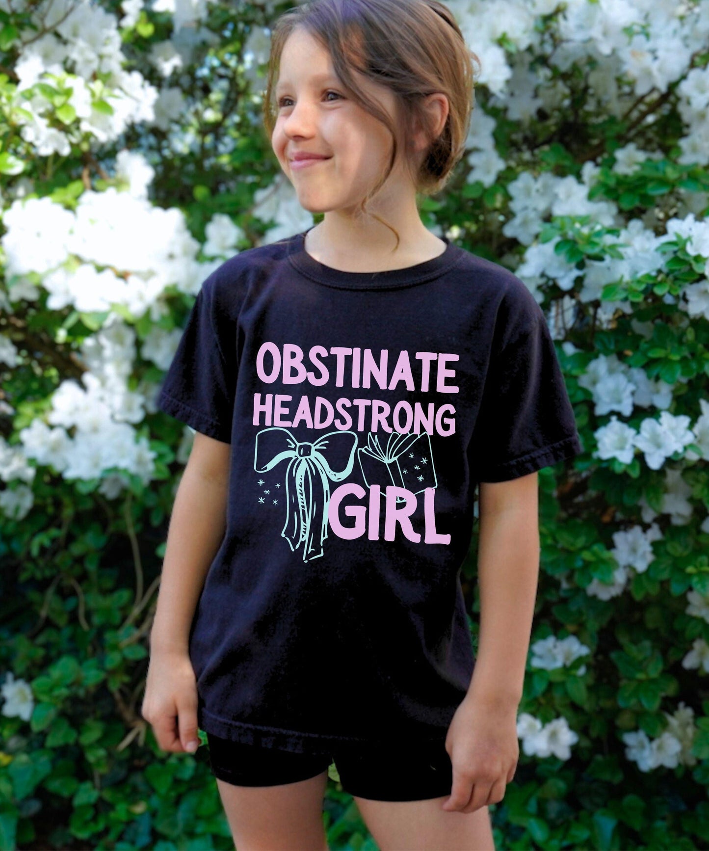 Obstinate Headstrong Girl youth Comfort Colors Shirt, Pride and Prejudice Jane Austen Kids Tee, Feminist Girls Shirts, Book Lover Gift Child