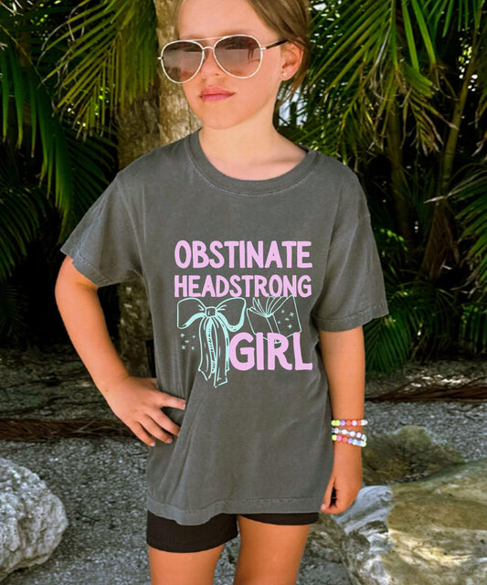 Obstinate Headstrong Girl youth Comfort Colors Shirt, Pride and Prejudice Jane Austen Kids Tee, Feminist Girls Shirts, Book Lover Gift Child