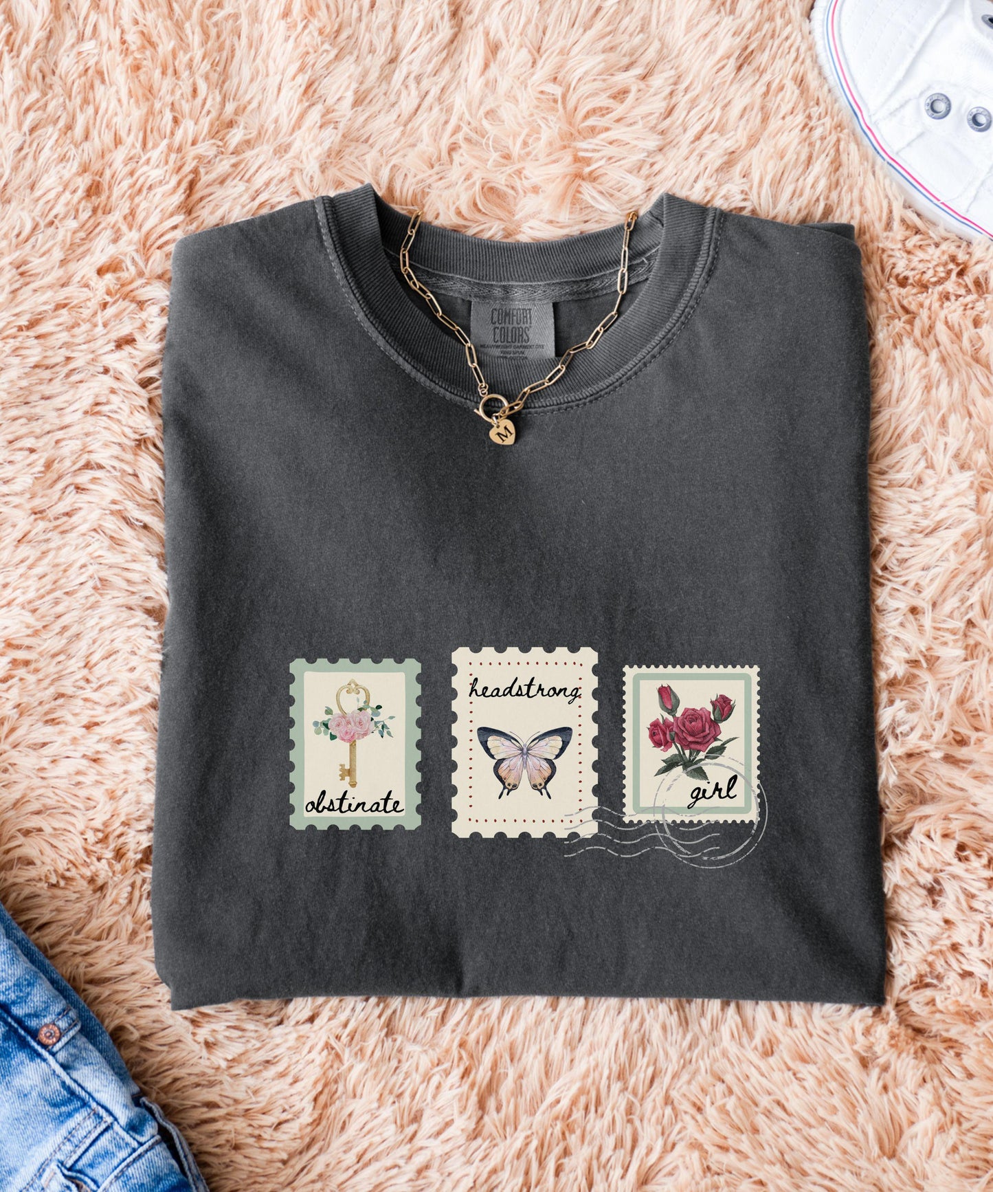 Obstinate Headstong Girl Jane Austen Postage Stamp Shirt, Pride and Prejudice Tshirt, Jane Austen Gifts, Literary Quote Feminists Shirt