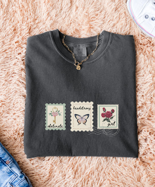 Obstinate Headstong Girl Jane Austen Postage Stamp Shirt, Pride and Prejudice Tshirt, Jane Austen Gifts, Literary Quote Feminists Shirt