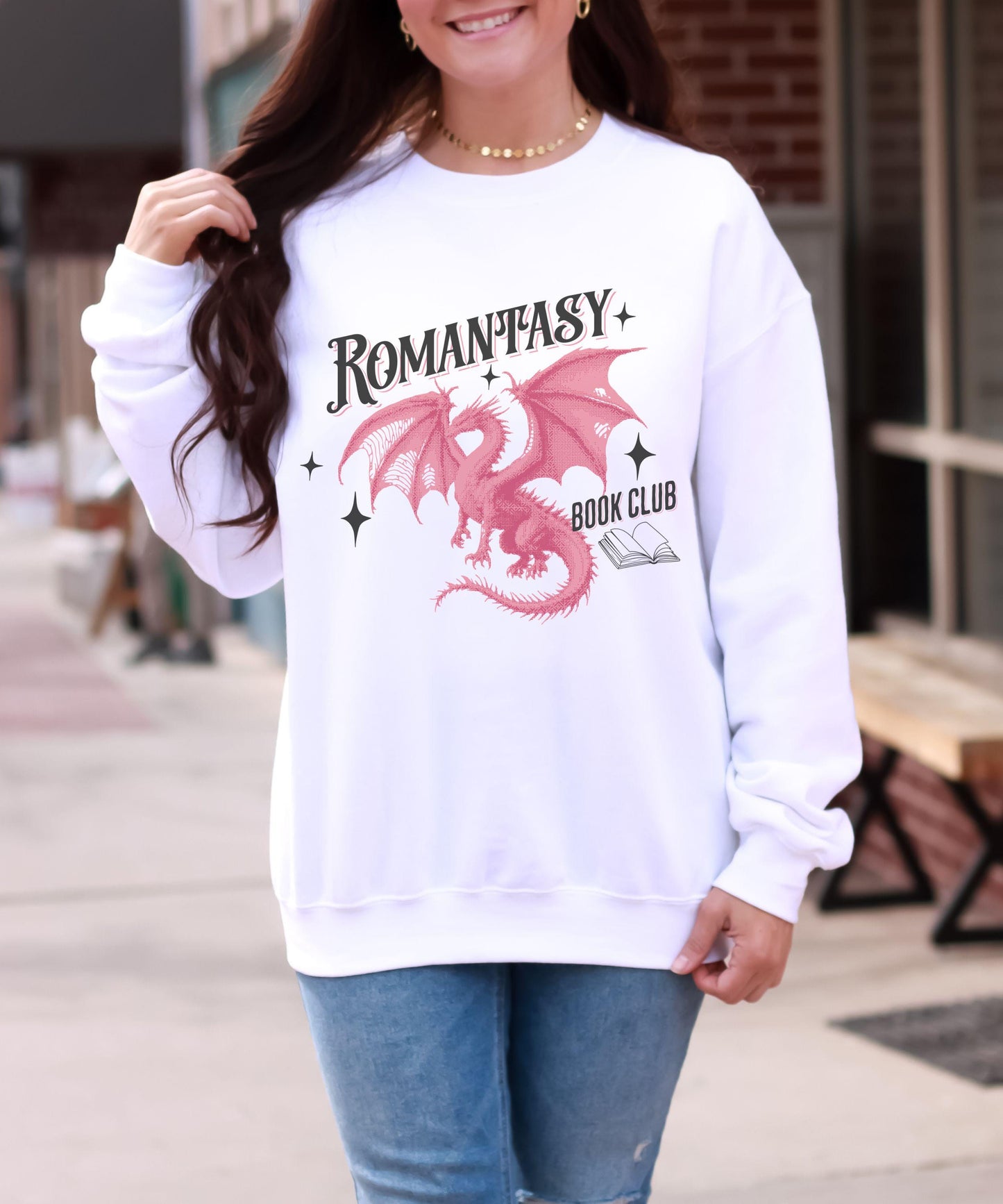 Romantasy Book Club Sweatshirt, Dragon Sweatshirt, Fantasy Romance Reader Sweatshirt, Dragon Gifts for Book Lovers, Book Dragon Crewneck