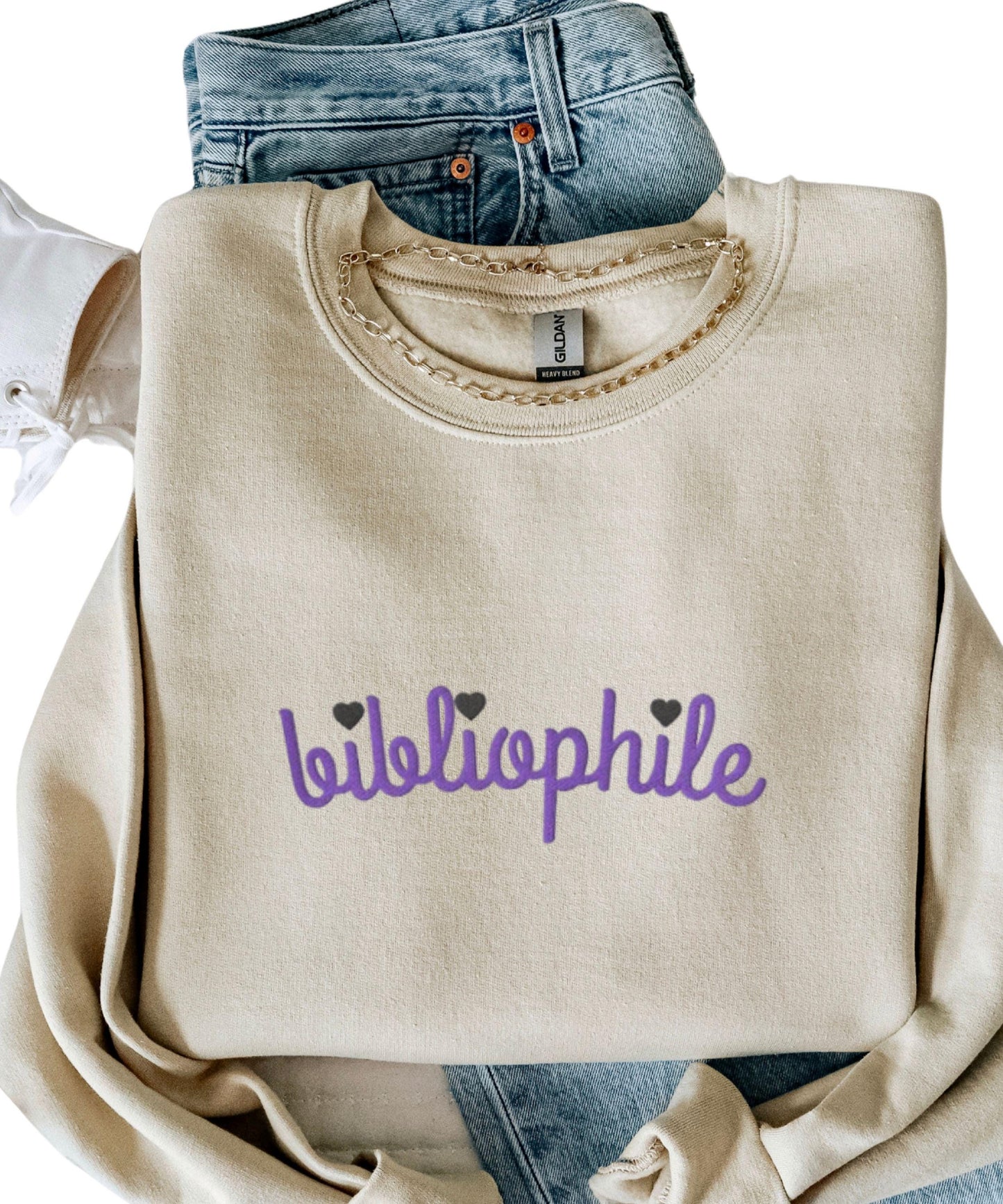 Bibliophile Embroidered Sweatshirt, Book Lover Sweatshirt Reading Crewneck, Booklover Gifts for Readers Sweater