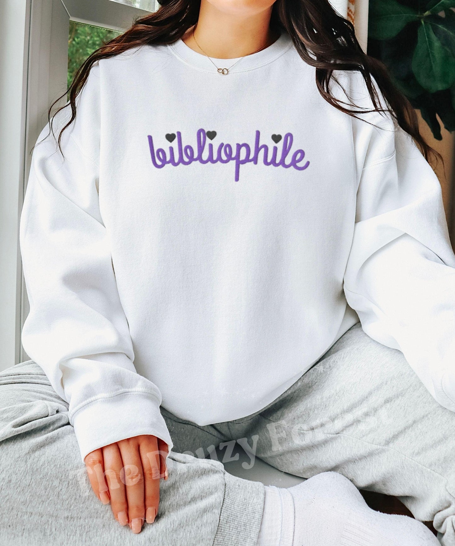 Bibliophile Embroidered Sweatshirt, Book Lover Sweatshirt Reading Crewneck, Booklover Gifts for Readers Sweater