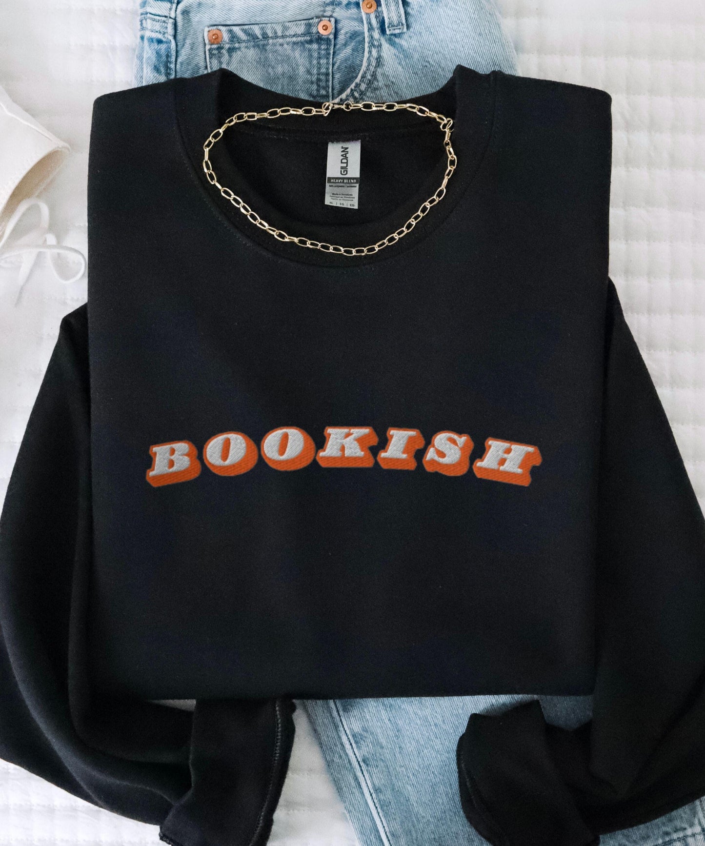 Bookish Embroidered Sweatshirt, Book Lover Sweatshirt Reading Crewneck, Booklover Gifts for Reader Sweater, Bookish Shirt