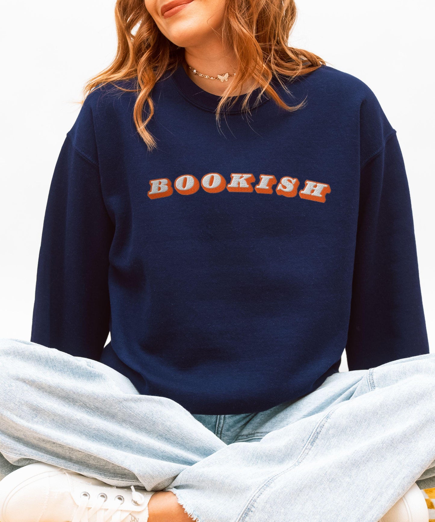 Bookish Embroidered Sweatshirt, Book Lover Sweatshirt Reading Crewneck, Booklover Gifts for Reader Sweater, Bookish Shirt