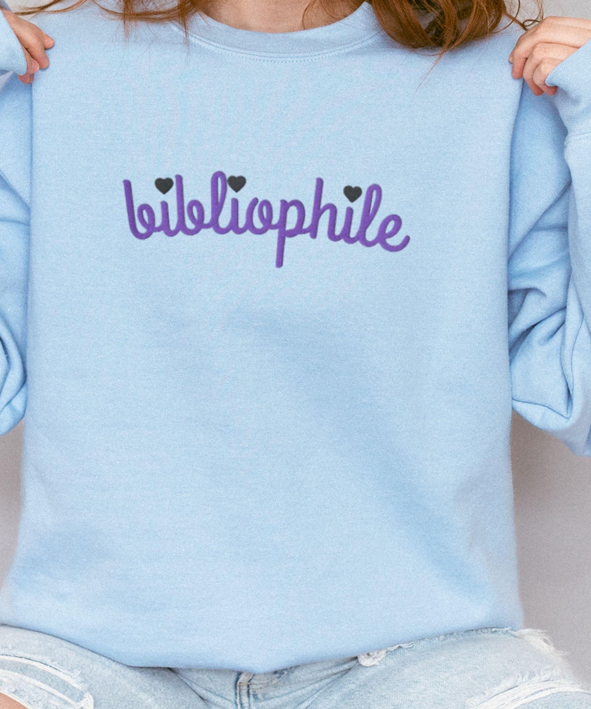 Bibliophile Embroidered Sweatshirt, Book Lover Sweatshirt Reading Crewneck, Booklover Gifts for Readers Sweater
