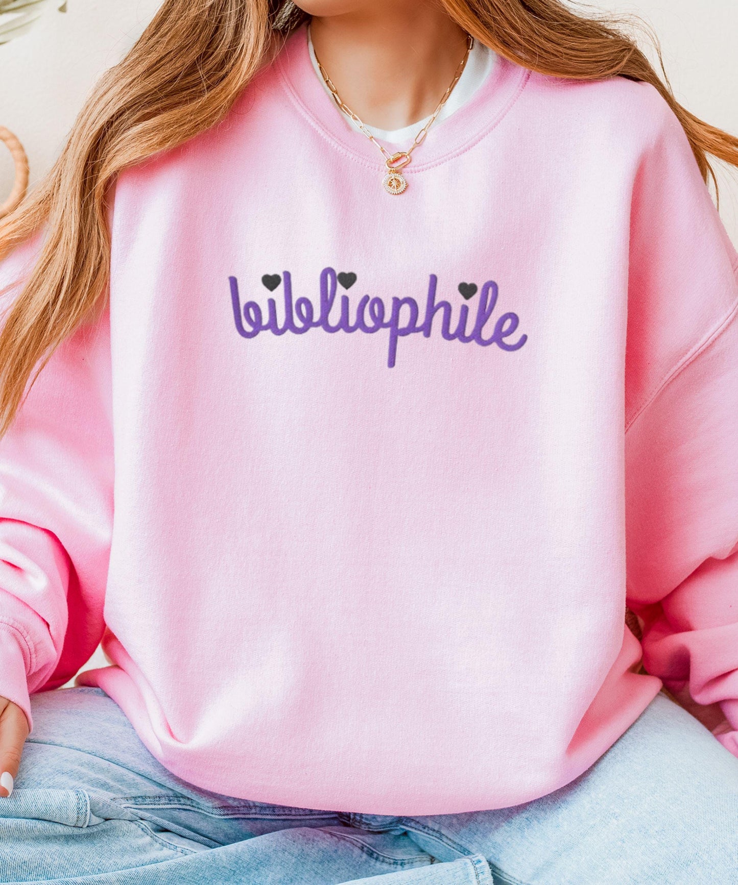 Bibliophile Embroidered Sweatshirt, Book Lover Sweatshirt Reading Crewneck, Booklover Gifts for Readers Sweater