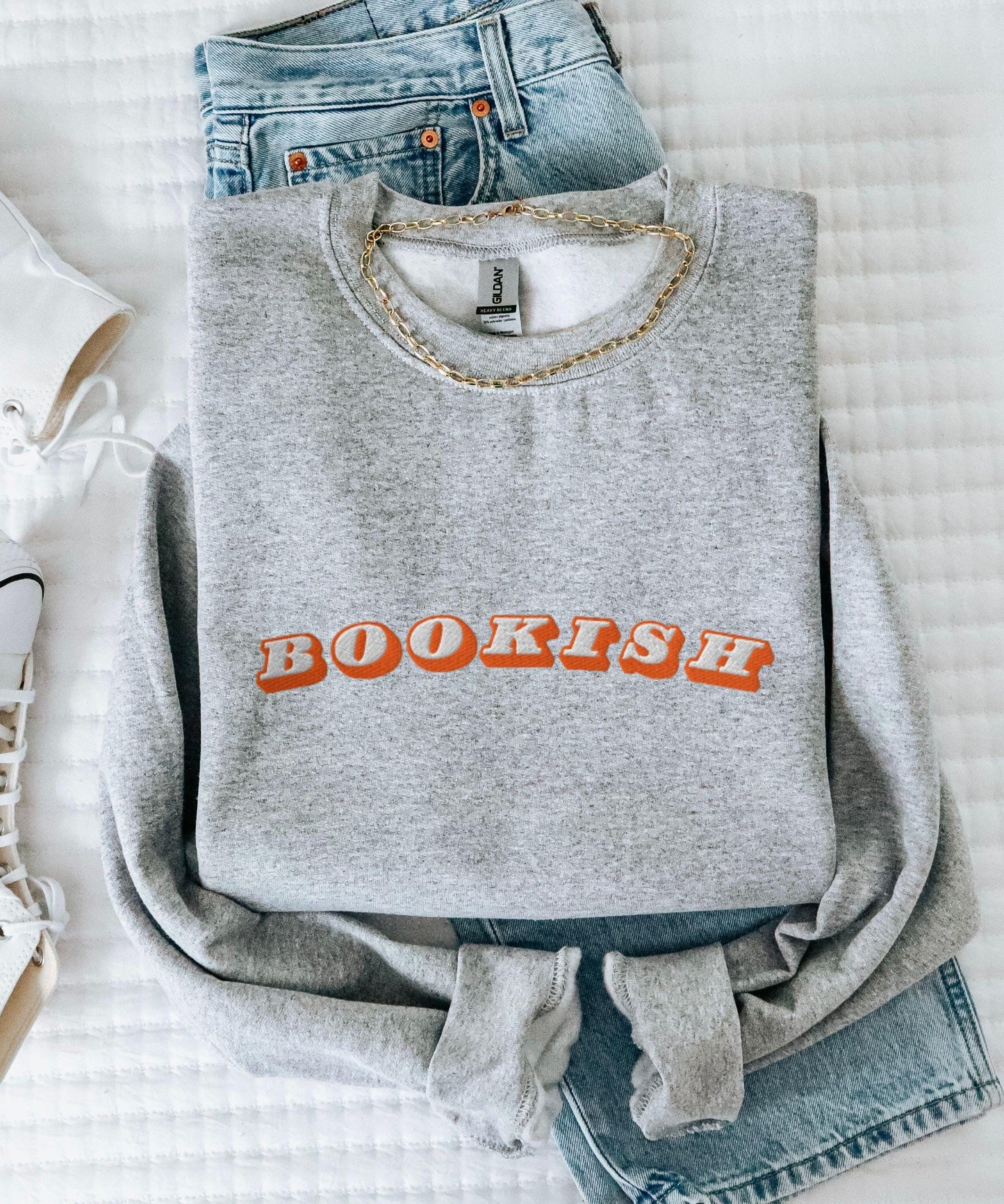 Bookish Embroidered Sweatshirt, Book Lover Sweatshirt Reading Crewneck, Booklover Gifts for Reader Sweater, Bookish Shirt