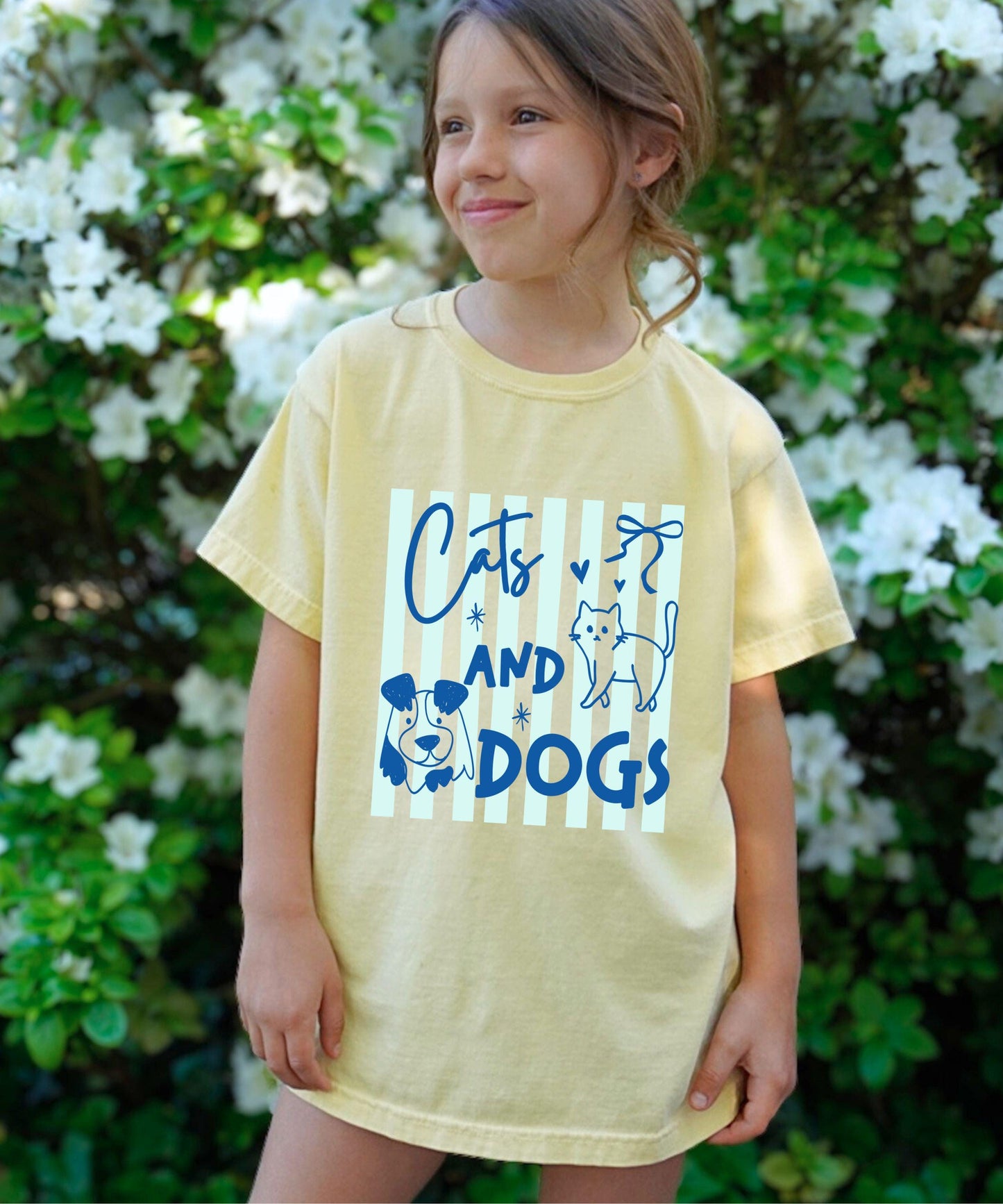 Cats and Dogs Kids Shirt, Dog Shirt Girl, Cat Shirt Girl, Comfort Colors Shirt for Kids, Preppy Tween Girl Clothes for Animal Lovers