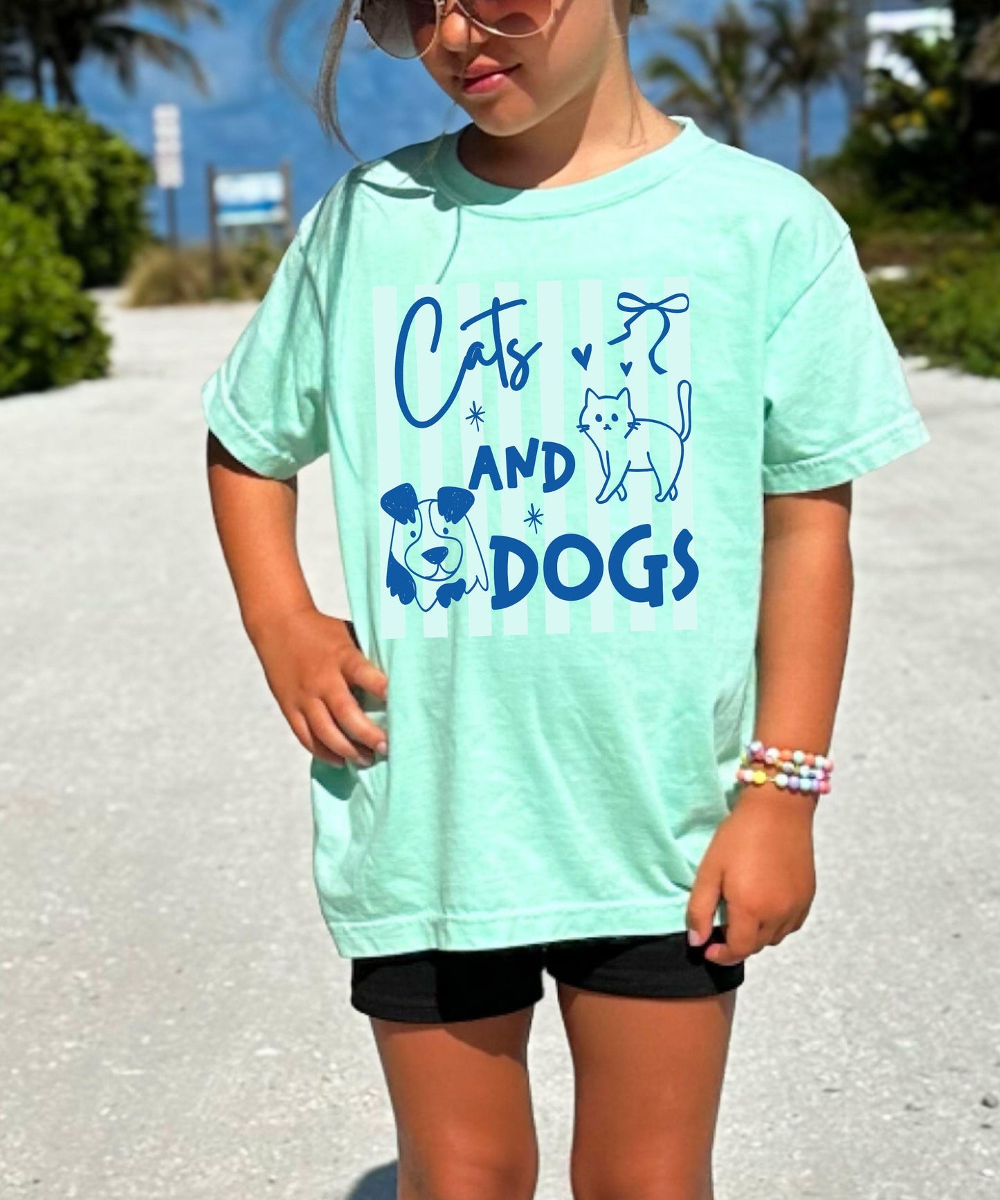 Cats and Dogs Kids Shirt, Dog Shirt Girl, Cat Shirt Girl, Comfort Colors Shirt for Kids, Preppy Tween Girl Clothes for Animal Lovers