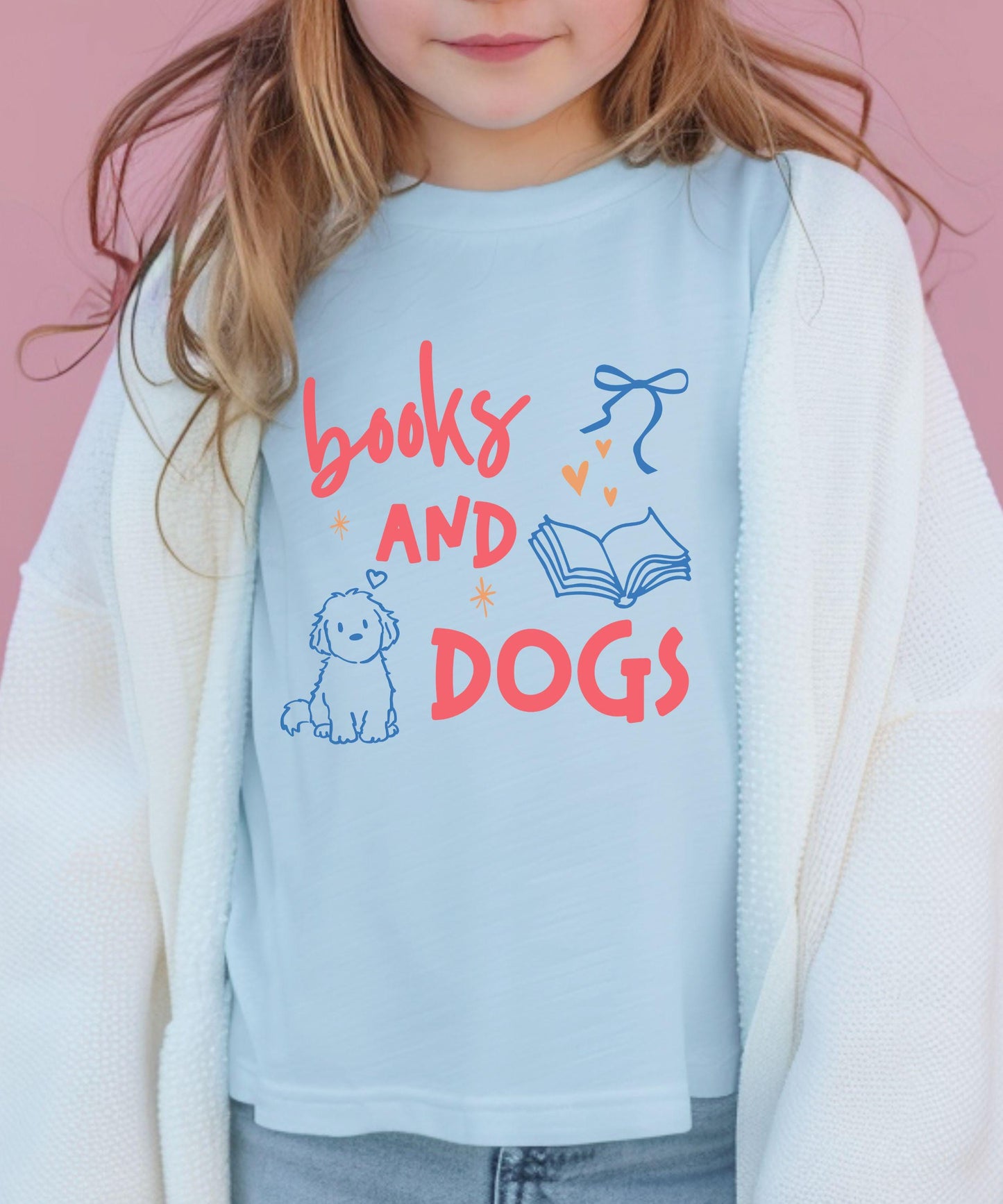 Books and Dogs Shirt Kids, Youth Comfort Colors Shirt, Dog Lover Shirt, Book Lover Shirt for Girls, Girls Dog Tshirt Bookish Children's Tees