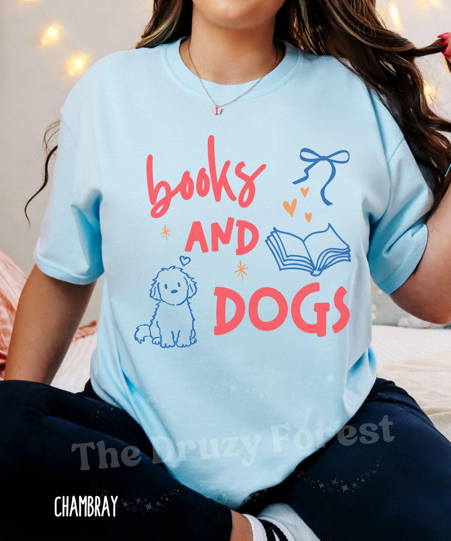 Books and Dogs Comfort Colors TShirt, Book Lover Shirt, Dog lover Shirt, Booklover Gift, Dog Mom Tshirt Reading Shirts for Animal Lovers