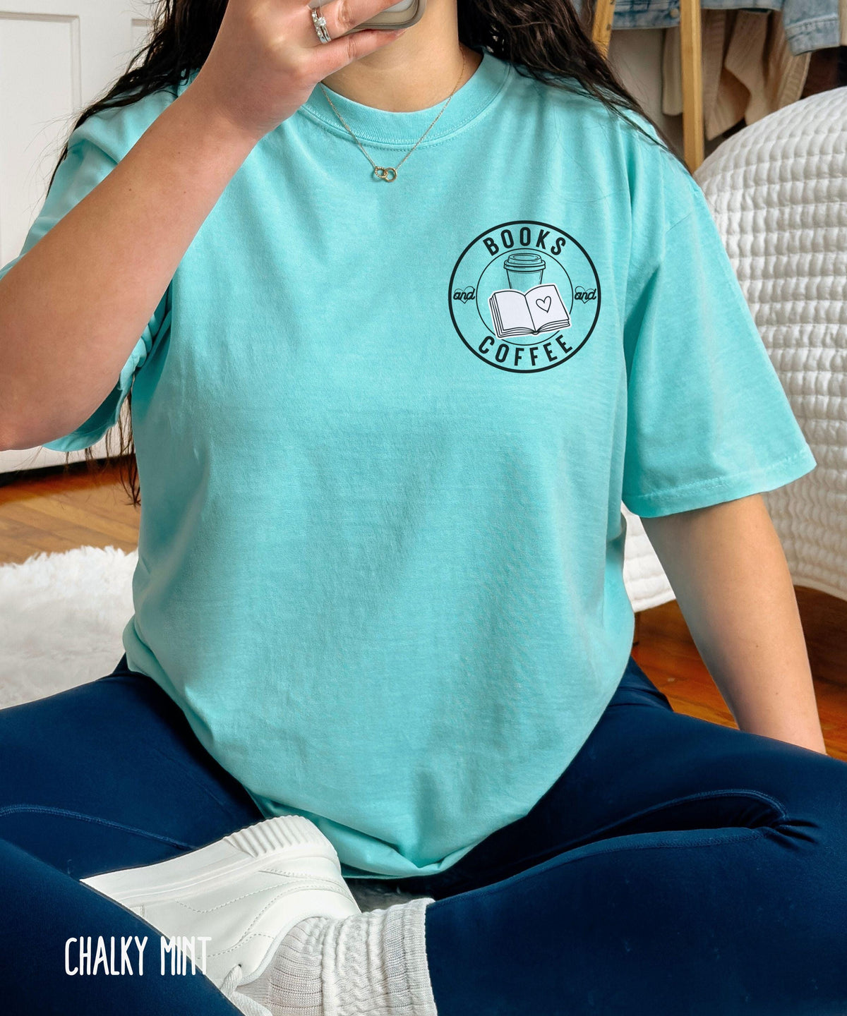 Books and Coffee Comfort Colors Tshirt, Book Lover Gift, Reading Shirt, Gift for Reader, Minimalist Bookish Shirts, Coffee Lover Shirts