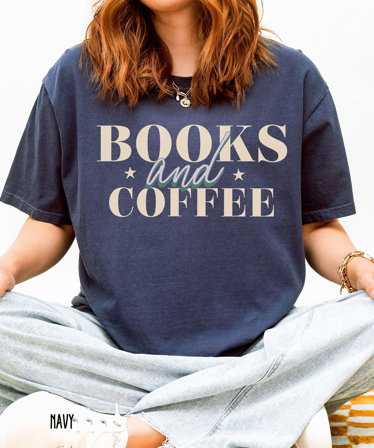 Books and Coffee Shirt, Comfort Colors Tshirt, Book lover Gifts, Reader Shirts, Coffee Lover Tees, Bookish Tshirts