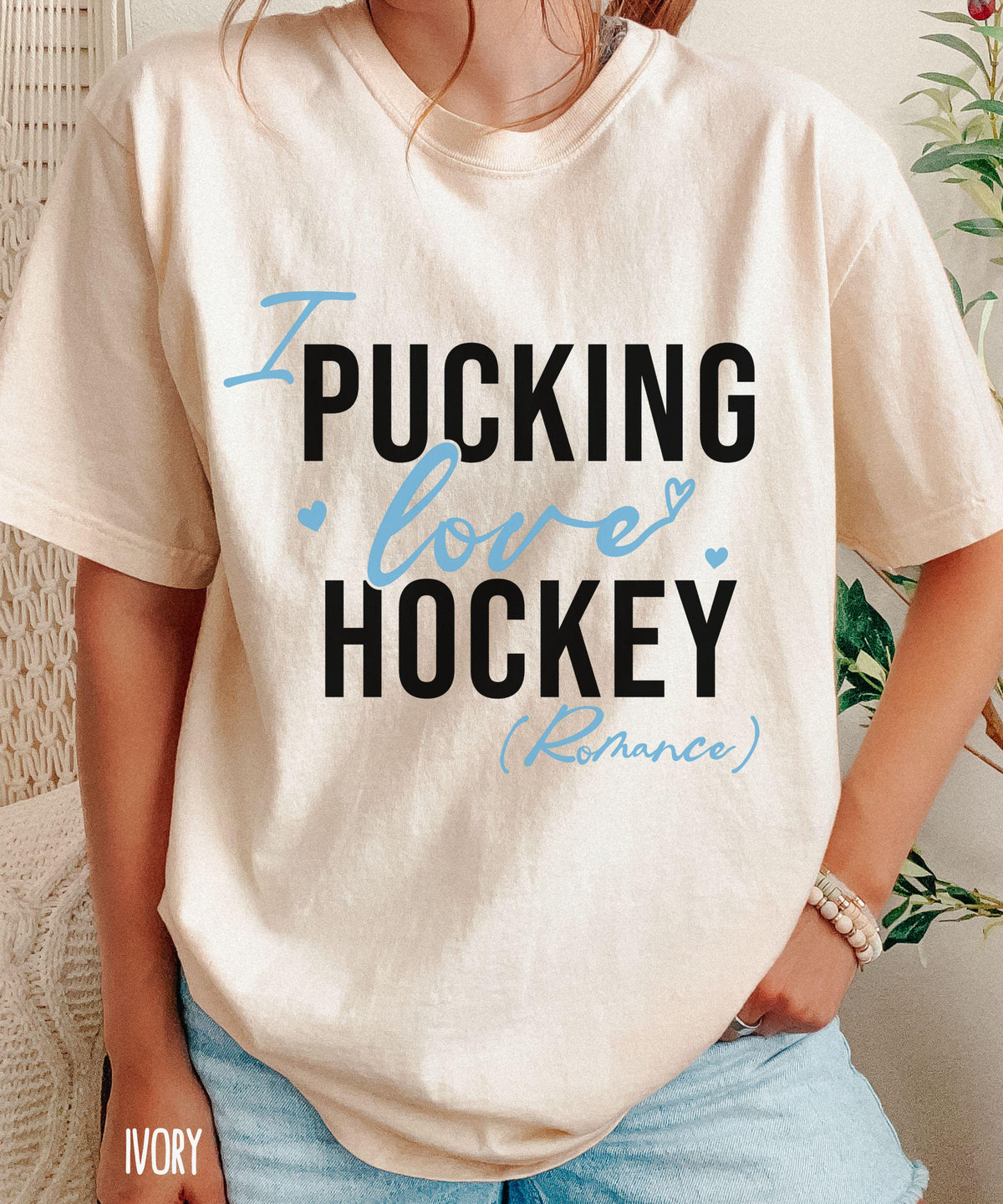 I Pucking Love Hockey Romance Comfort Colors Shirt, Romance Reader Merch, Sports Romance Bookish Shirts, Hockey Books Tee Book lover Gift
