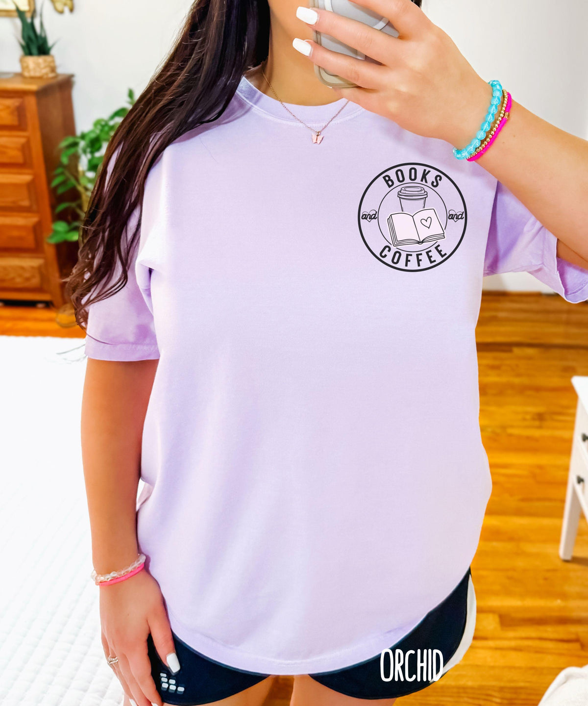 Books and Coffee Comfort Colors Tshirt, Book Lover Gift, Reading Shirt, Gift for Reader, Minimalist Bookish Shirts, Coffee Lover Shirts