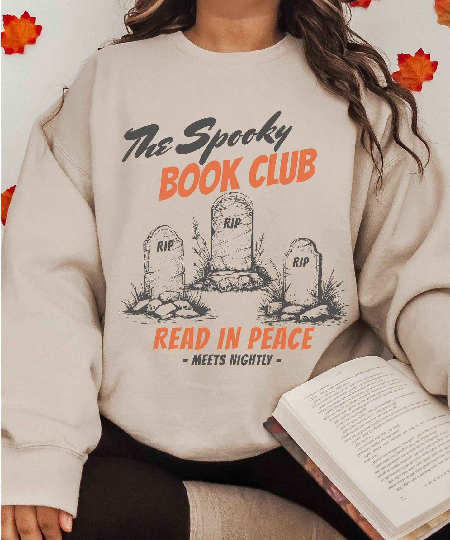 The Spooky Book Club Sweatshirt, Read in Peace Bookish Halloween Crewneck, Fall Sweatshirt for Book Lovers