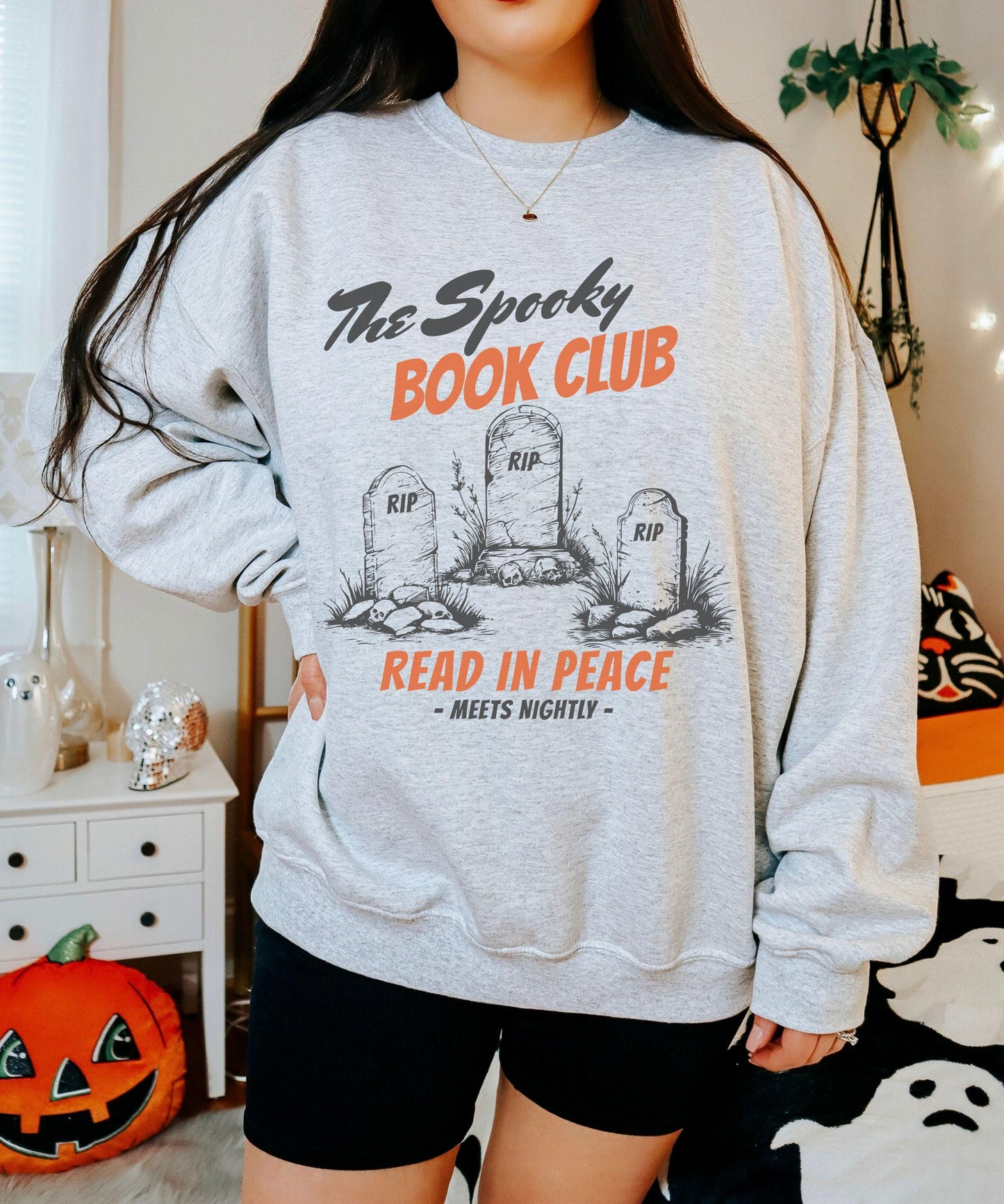 The Spooky Book Club Sweatshirt, Read in Peace Bookish Halloween Crewneck, Fall Sweatshirt for Book Lovers
