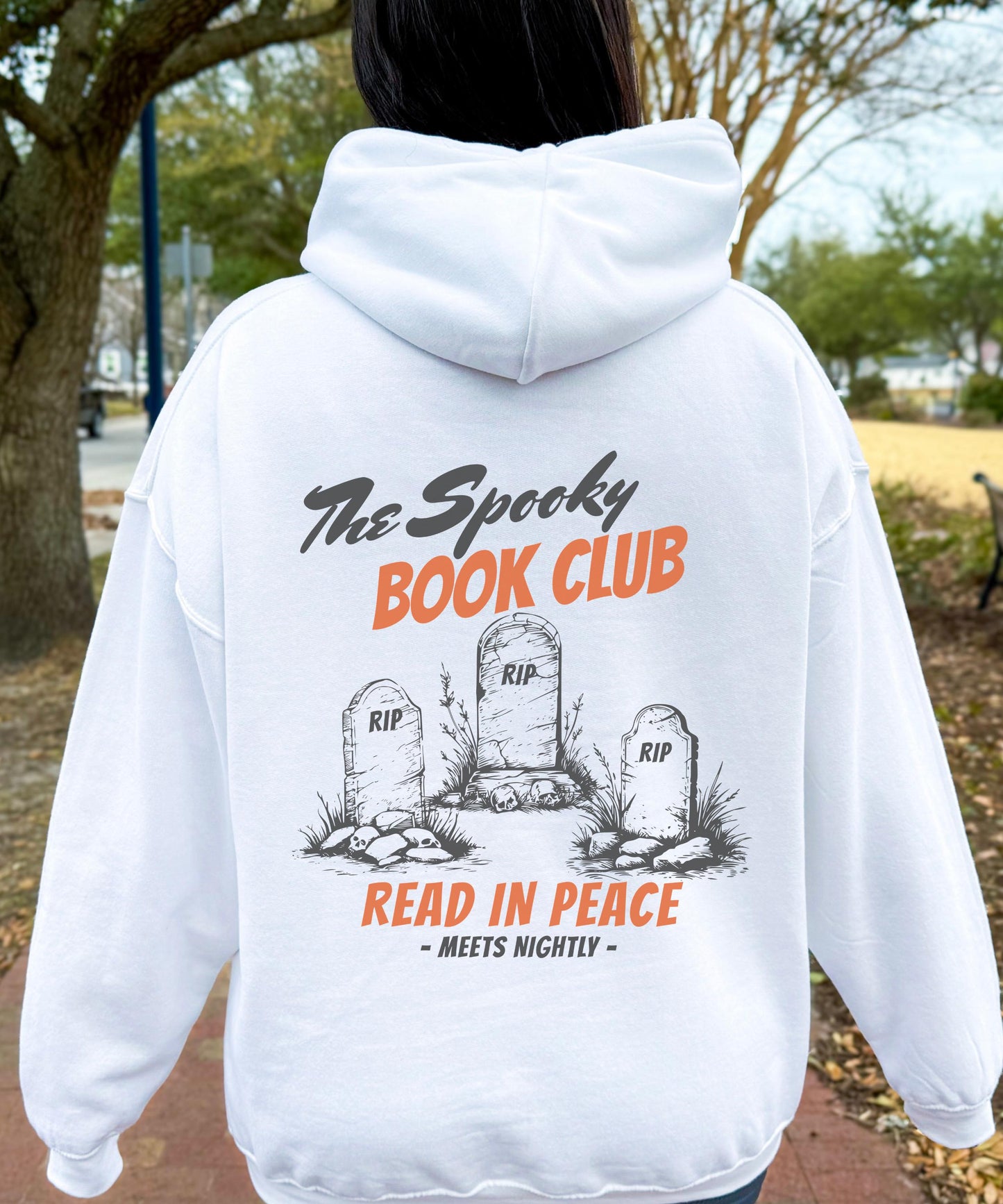 The Spooky Book Club Hoodie, Book Ghost Halloween Sweastshirt for Book Lovers, Read in Peace Bookish Crewneck, Fall Hoodie for Book Lovers