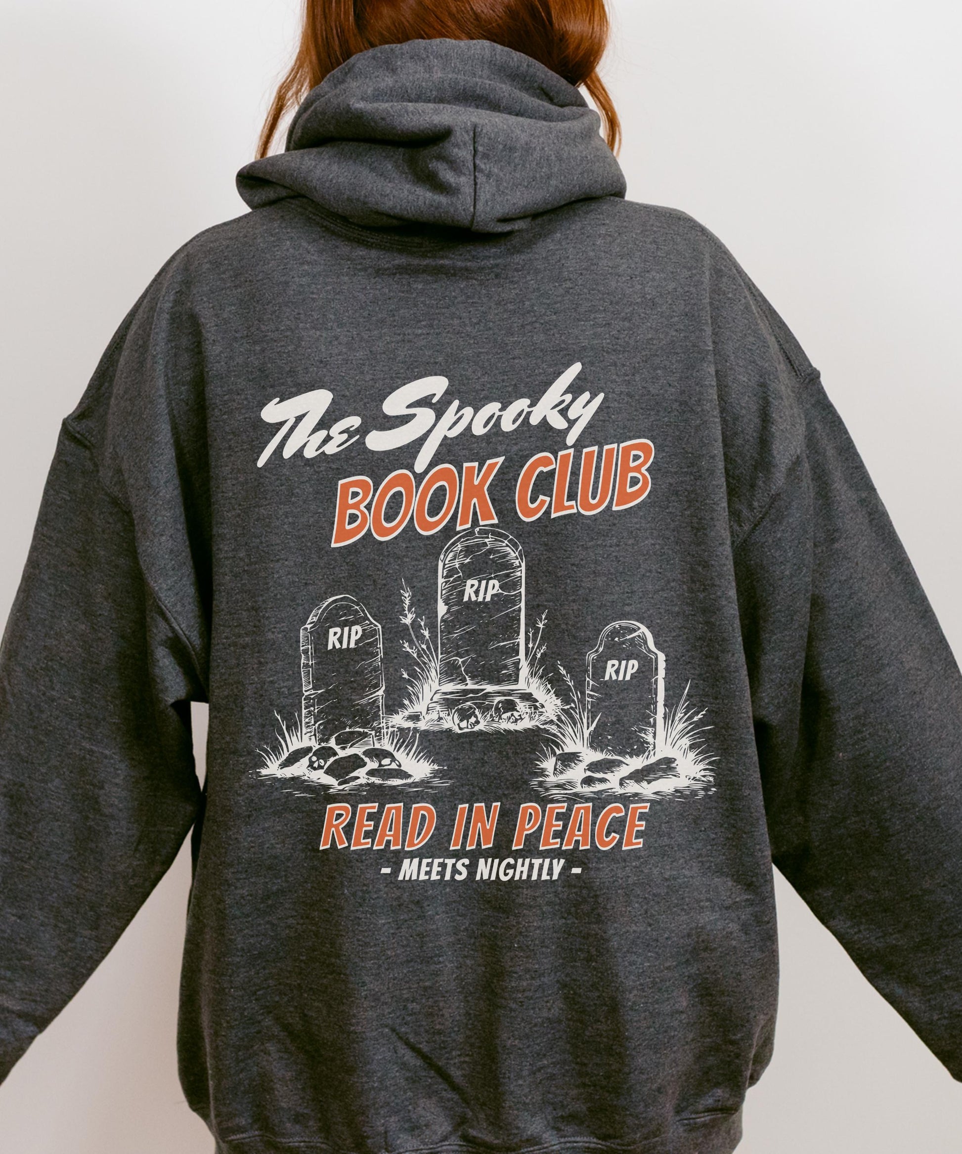 The Spooky Book Club Hoodie, Book Ghost Halloween Sweastshirt for Book Lovers, Read in Peace Bookish Crewneck, Fall Hoodie for Book Lovers