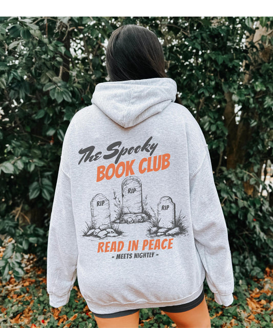 The Spooky Book Club Hoodie, Book Ghost Halloween Sweastshirt for Book Lovers, Read in Peace Bookish Crewneck, Fall Hoodie for Book Lovers