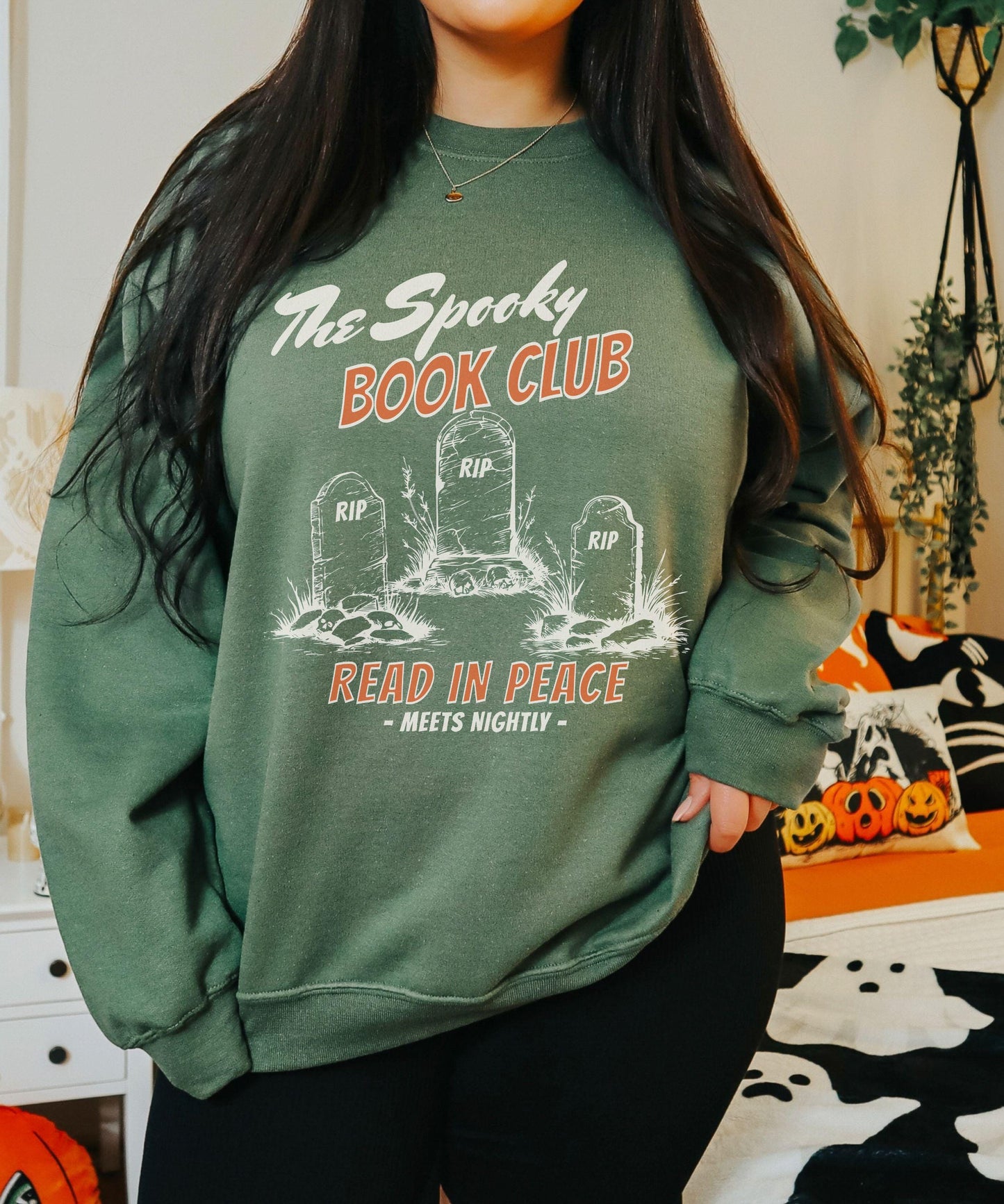 The Spooky Book Club Sweatshirt, Read in Peace Bookish Halloween Crewneck, Fall Sweatshirt for Book Lovers