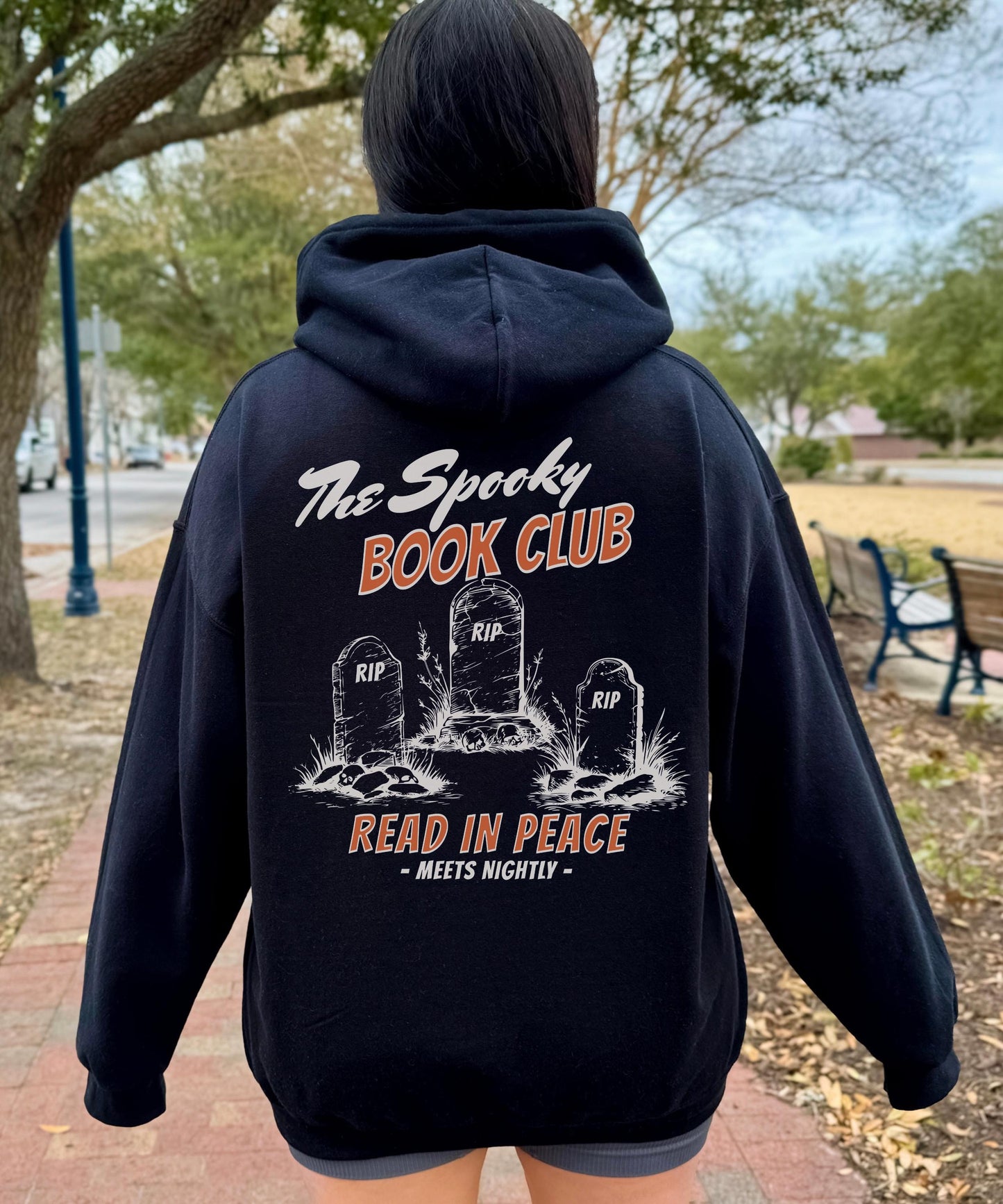 The Spooky Book Club Hoodie, Book Ghost Halloween Sweastshirt for Book Lovers, Read in Peace Bookish Crewneck, Fall Hoodie for Book Lovers