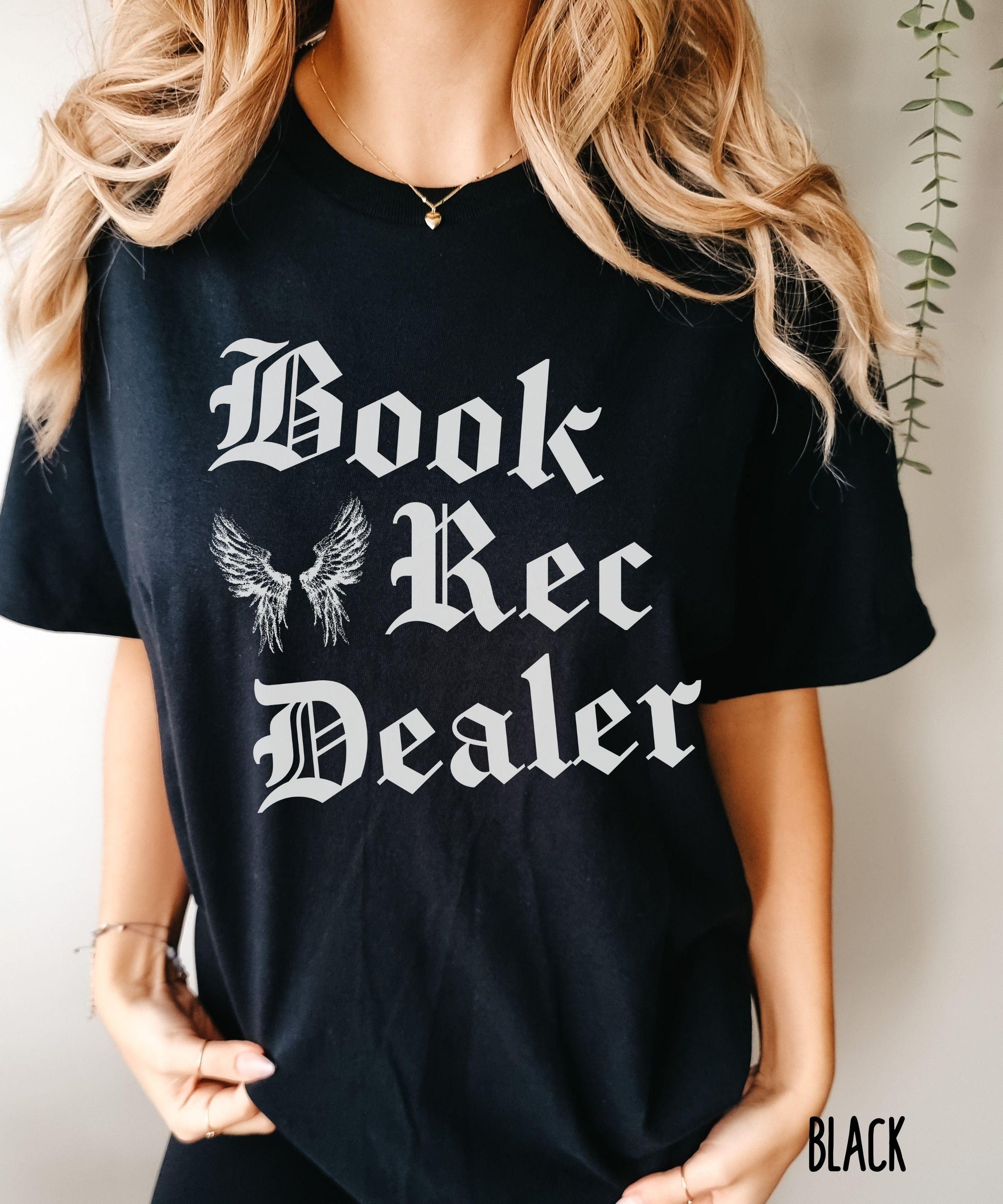 Book Rec Dealer Comfort Colors Tshirt, Tattoo Angel Wings Book Lover Shirt, Bookstagram Merch, Gift for Readers, Romance Recommendations Tee